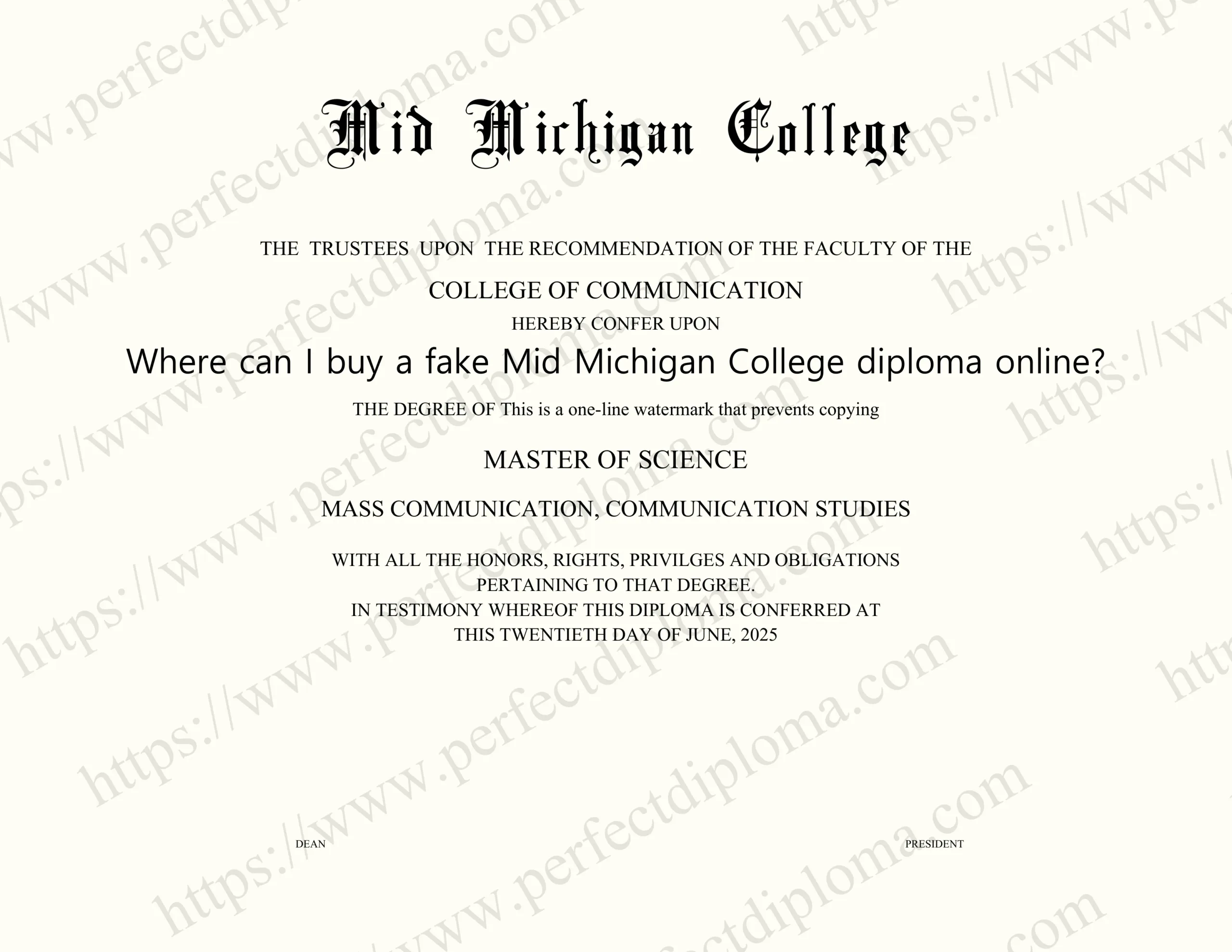 Where can I buy a fake Mid Michigan College diploma online?