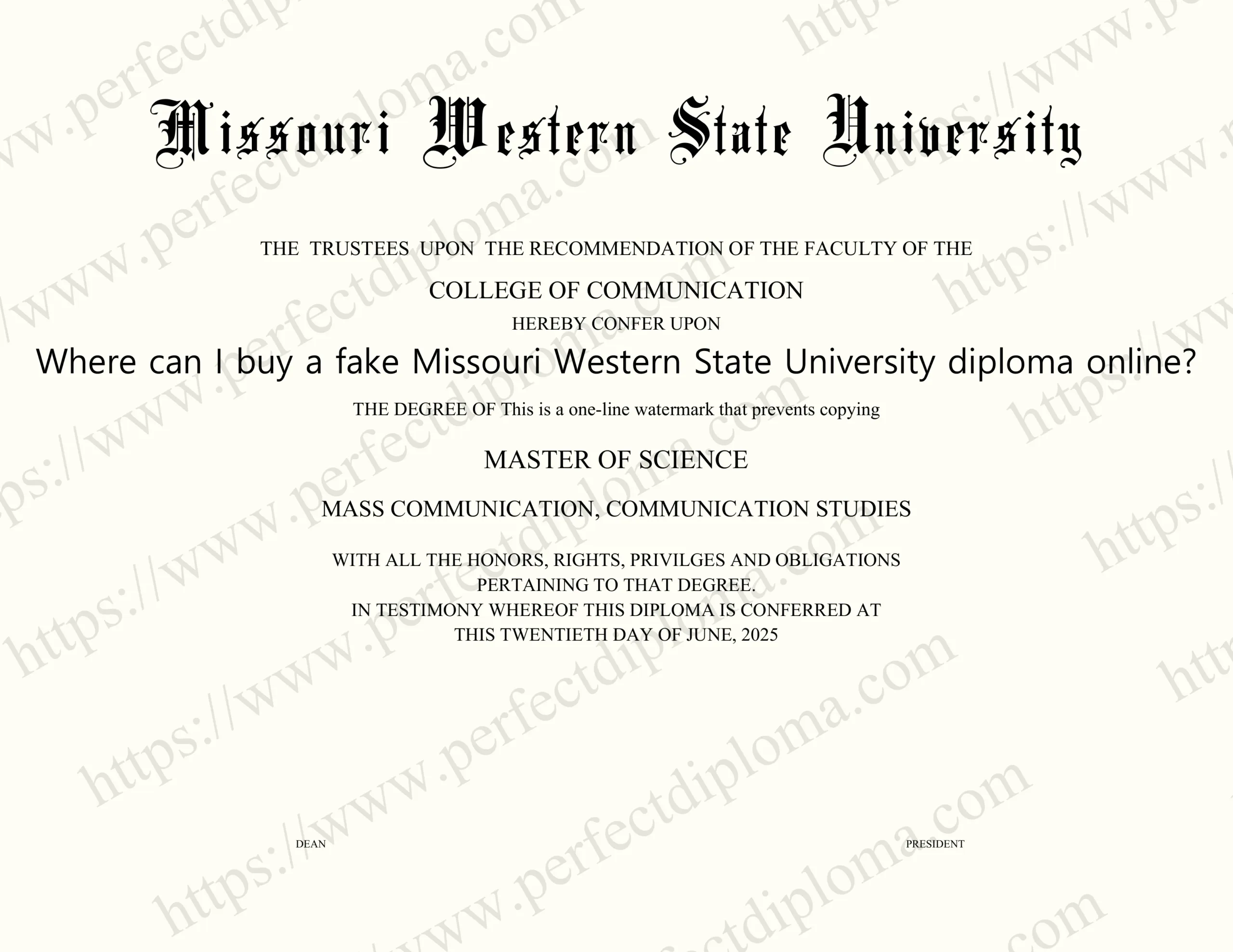Where can I buy a fake Missouri Western State University diploma online?