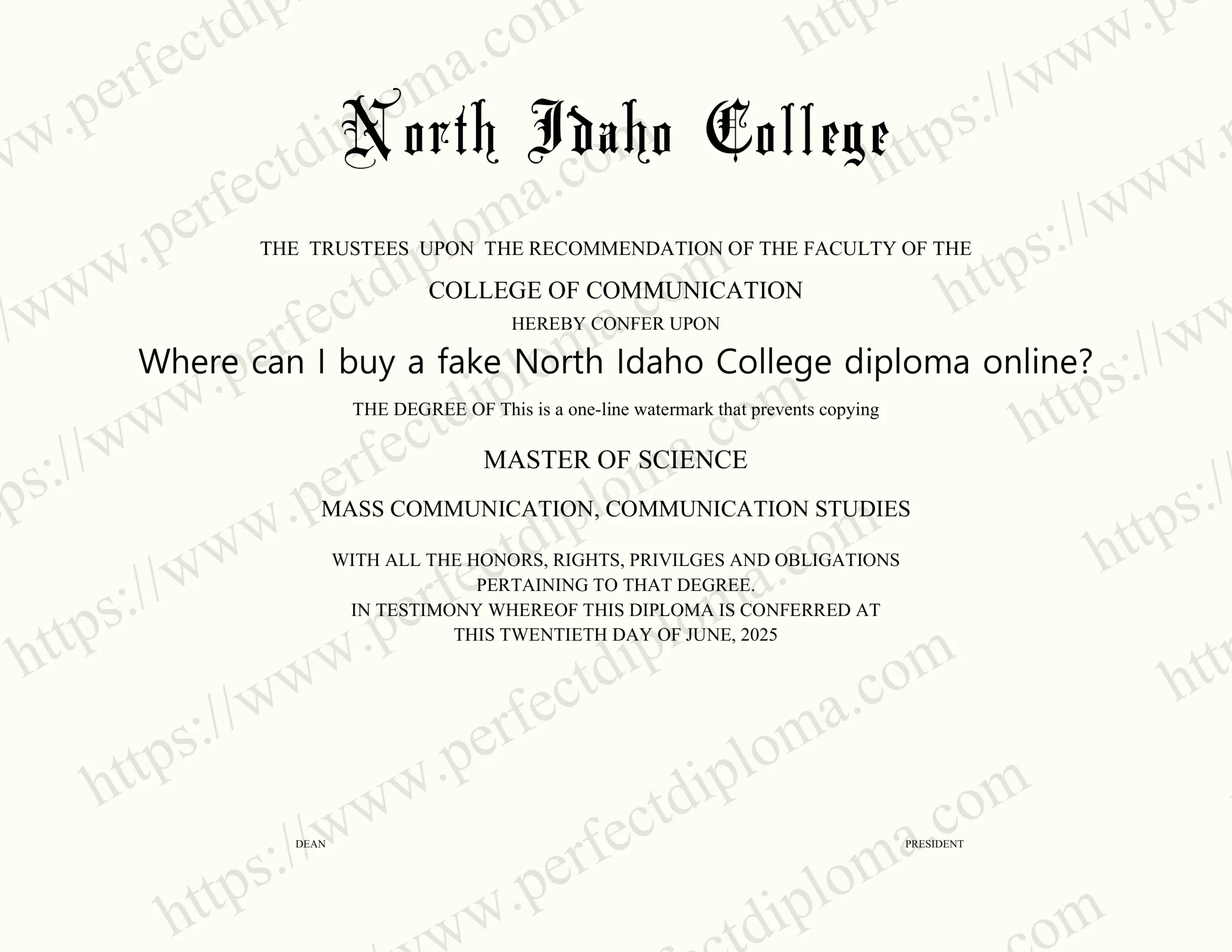 Where can I buy a fake North Idaho College diploma online?