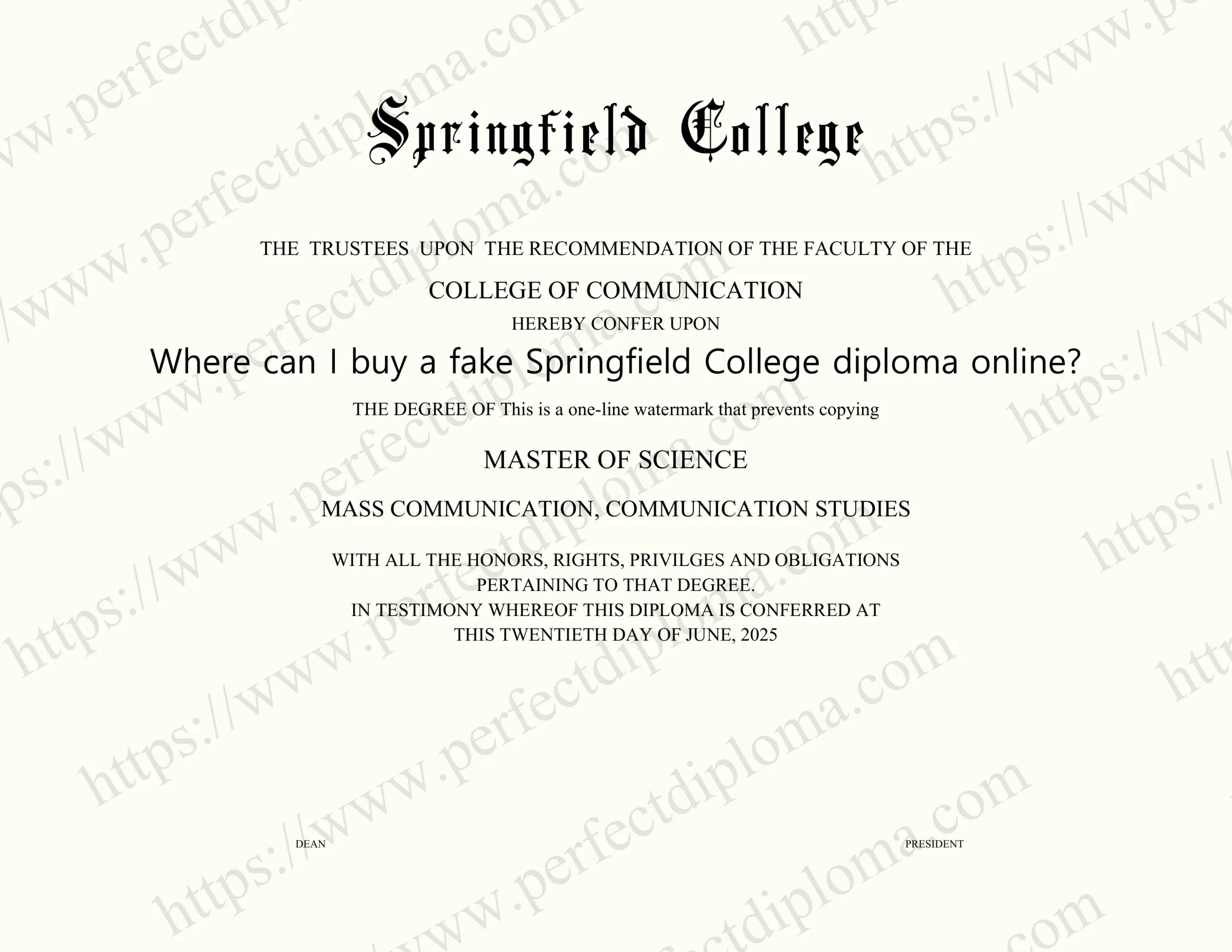 Where can I buy a fake Springfield College diploma online?