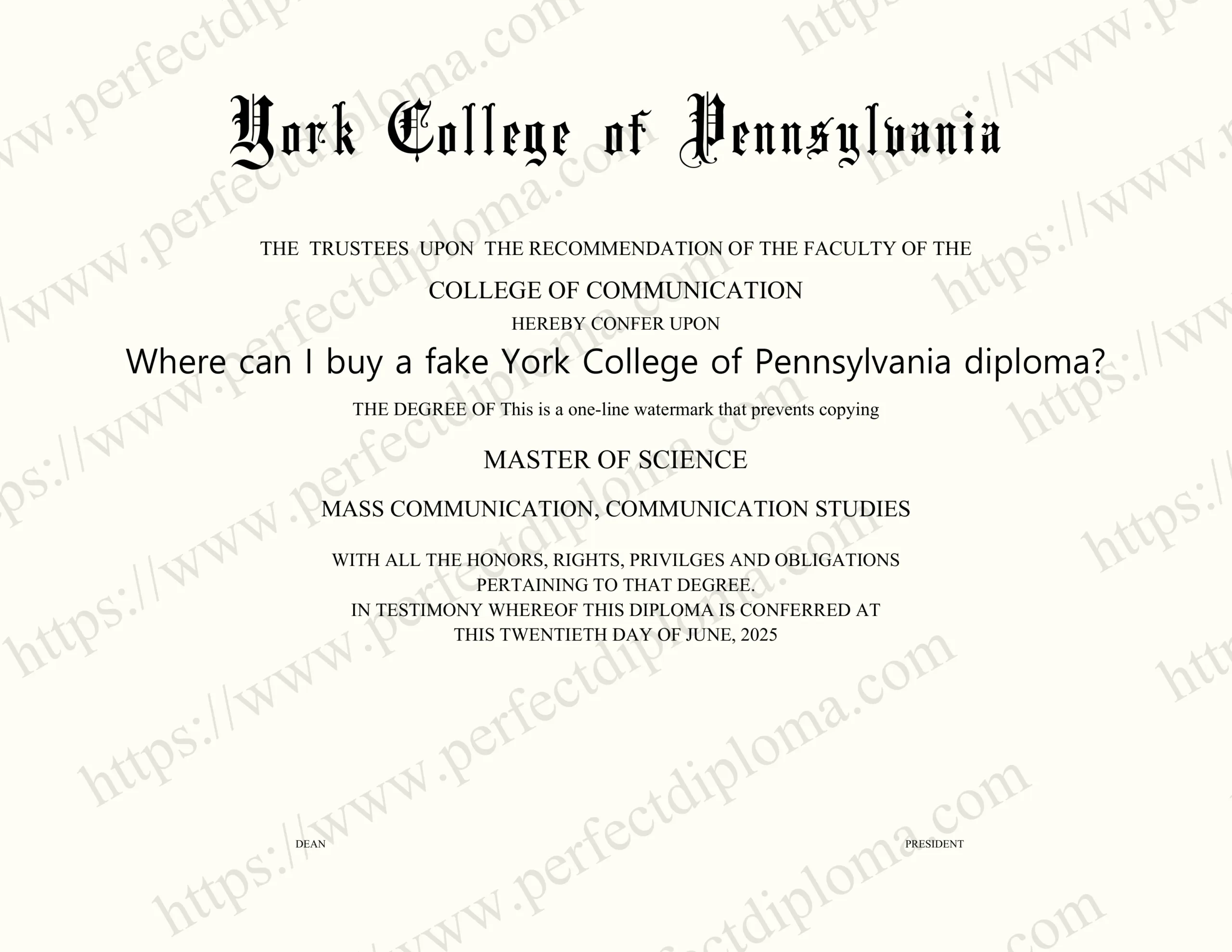 Where can I buy a fake York College of Pennsylvania diploma?