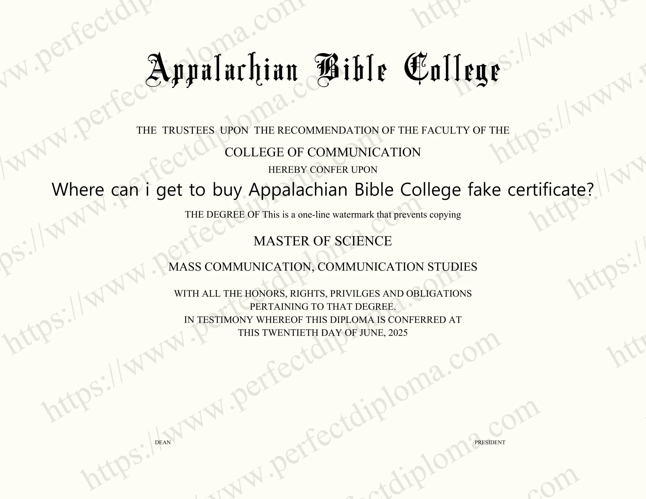 Where can i get to buy Appalachian Bible College fake certificate?