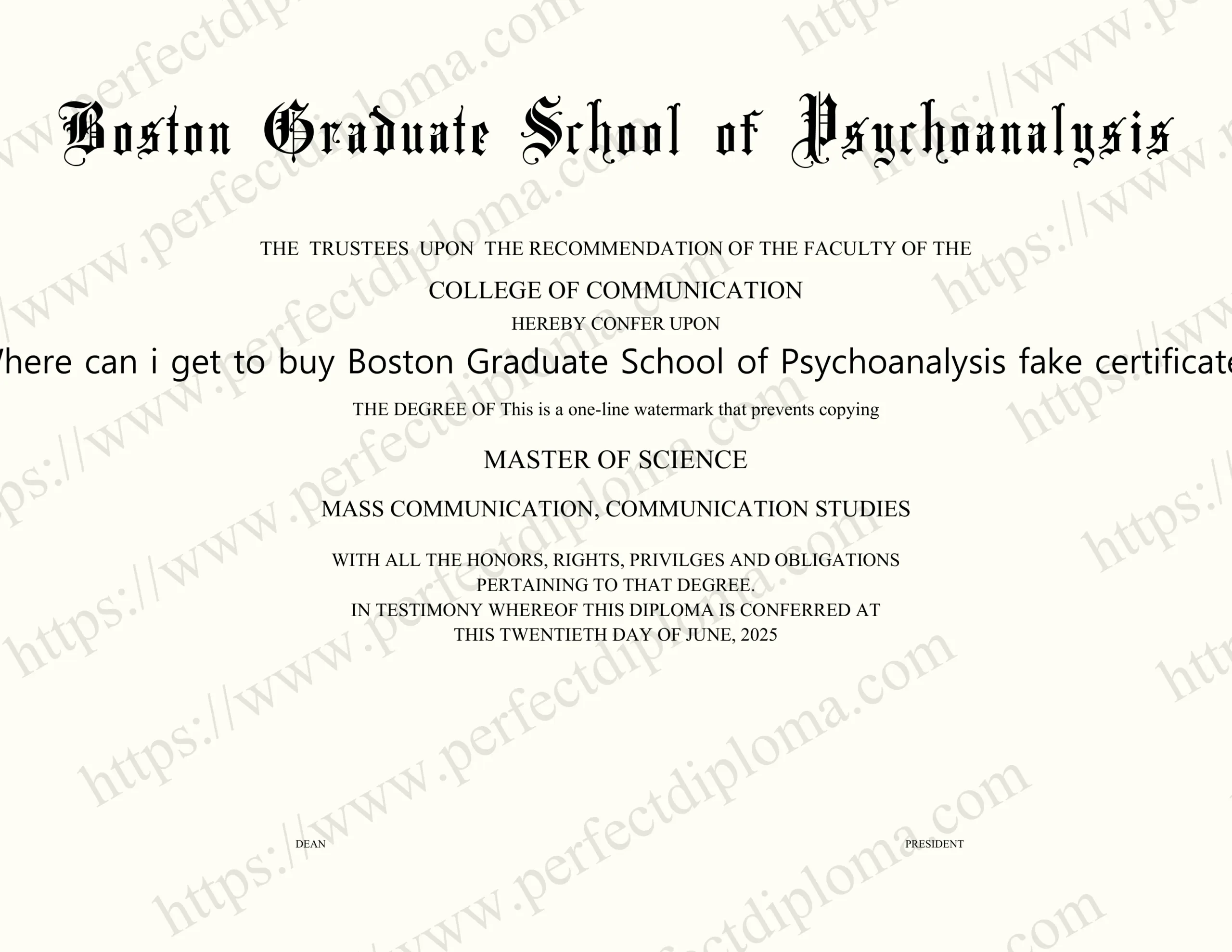 Where can i get to buy Boston Graduate School of Psychoanalysis fake certificate?