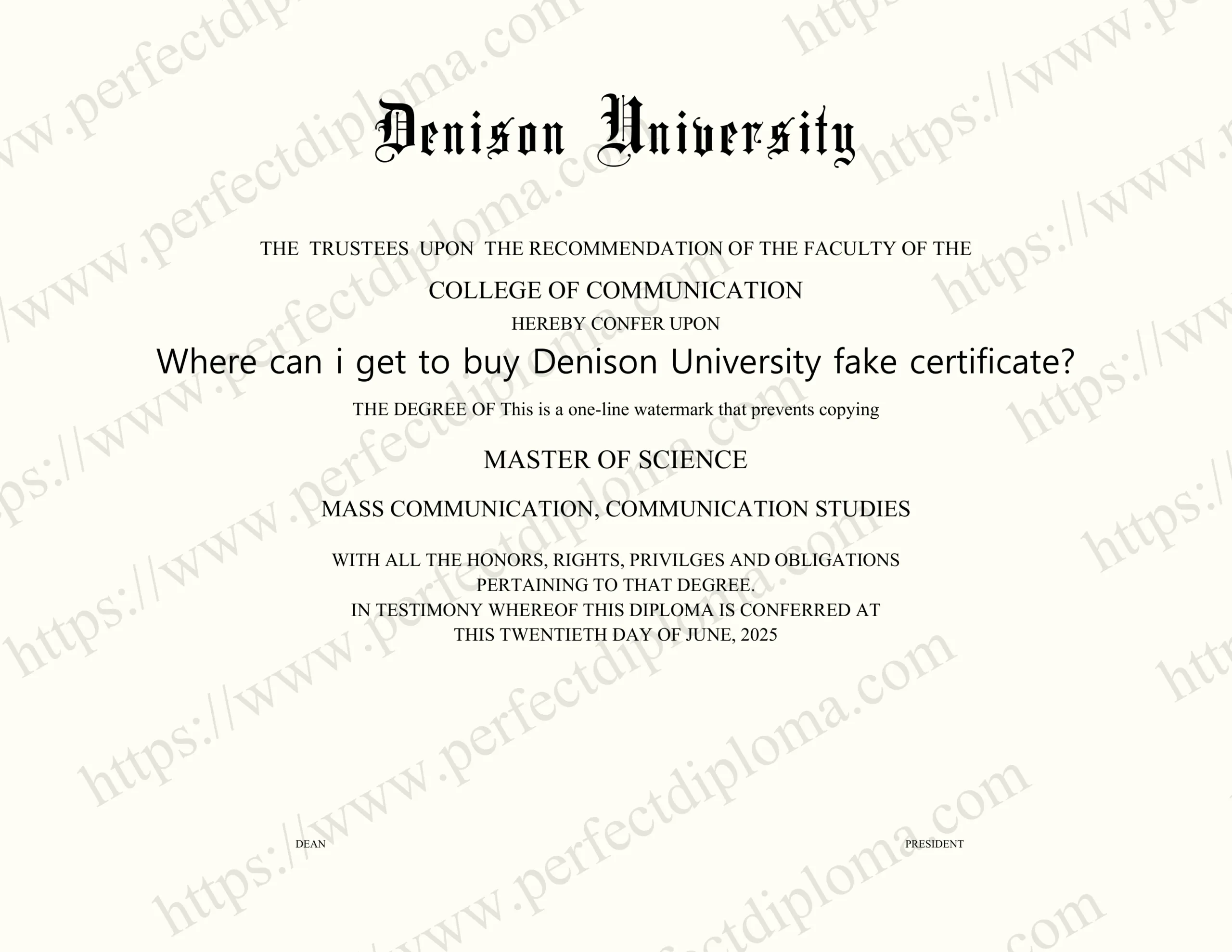 Where can i get to buy Denison University fake certificate?