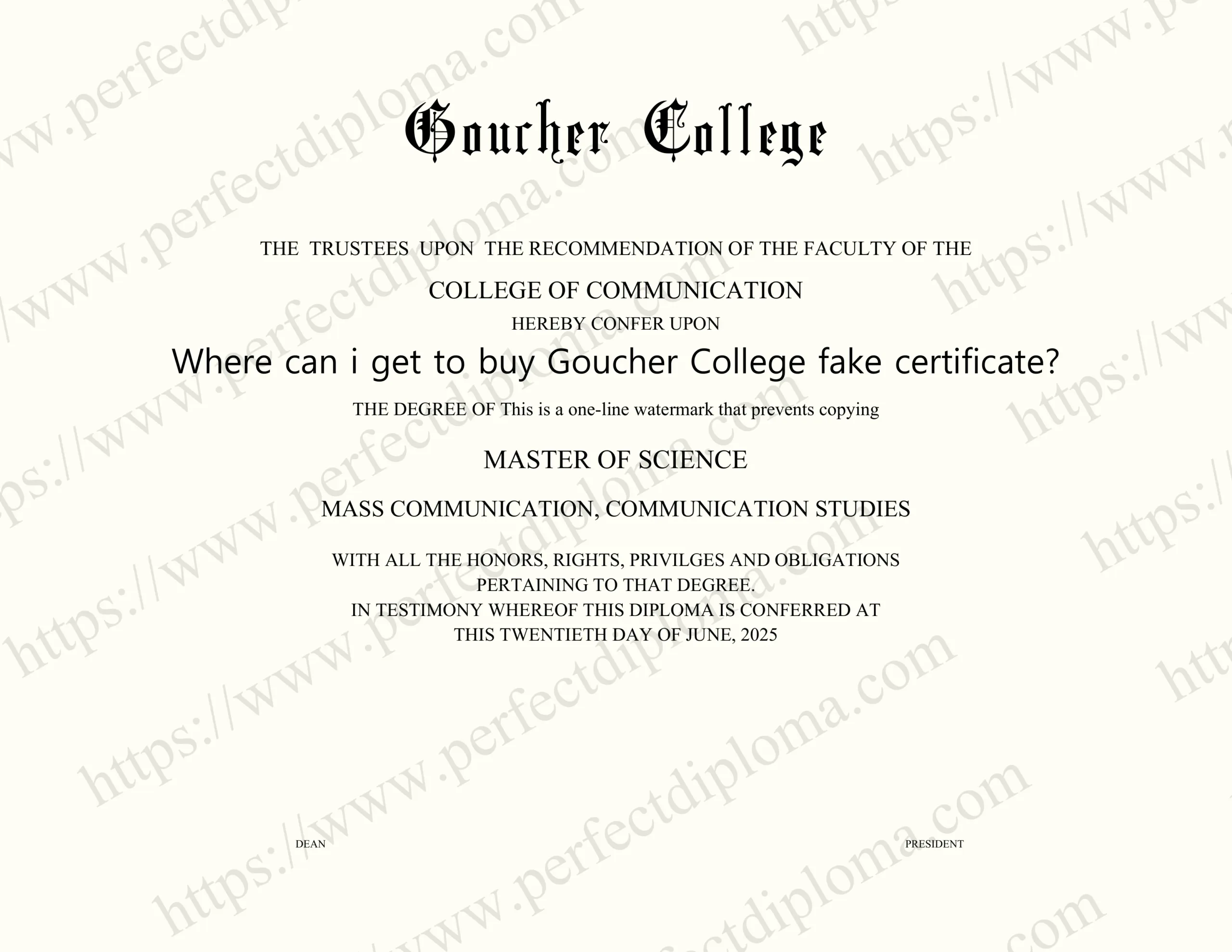 Where can i get to buy Goucher College fake certificate?