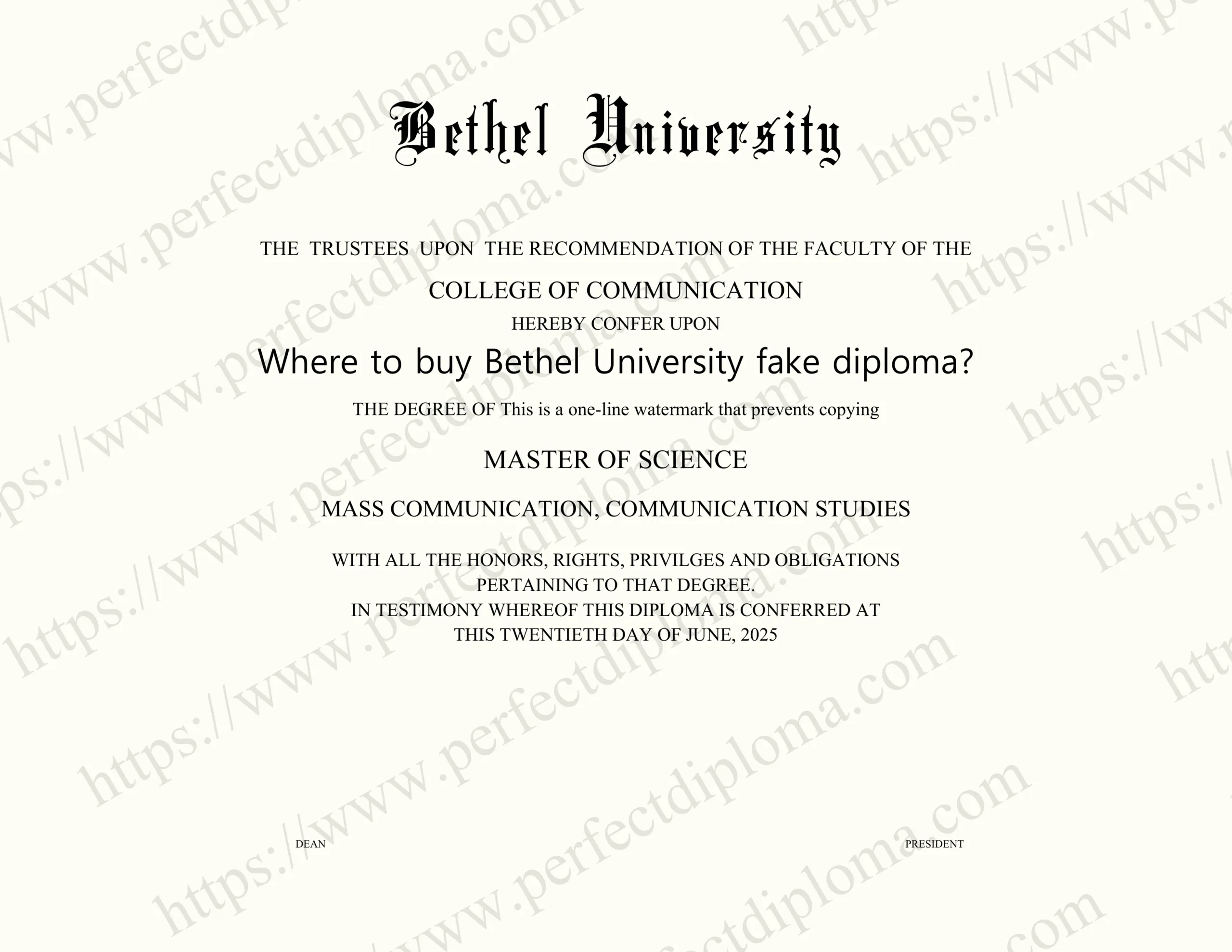 Where to buy Bethel University fake diploma?