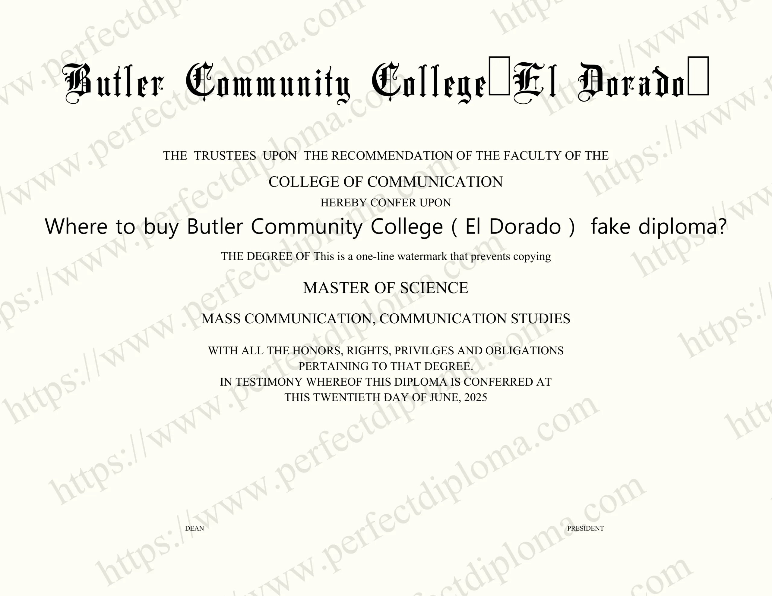 Where to buy Butler Community College（El Dorado） fake diploma?