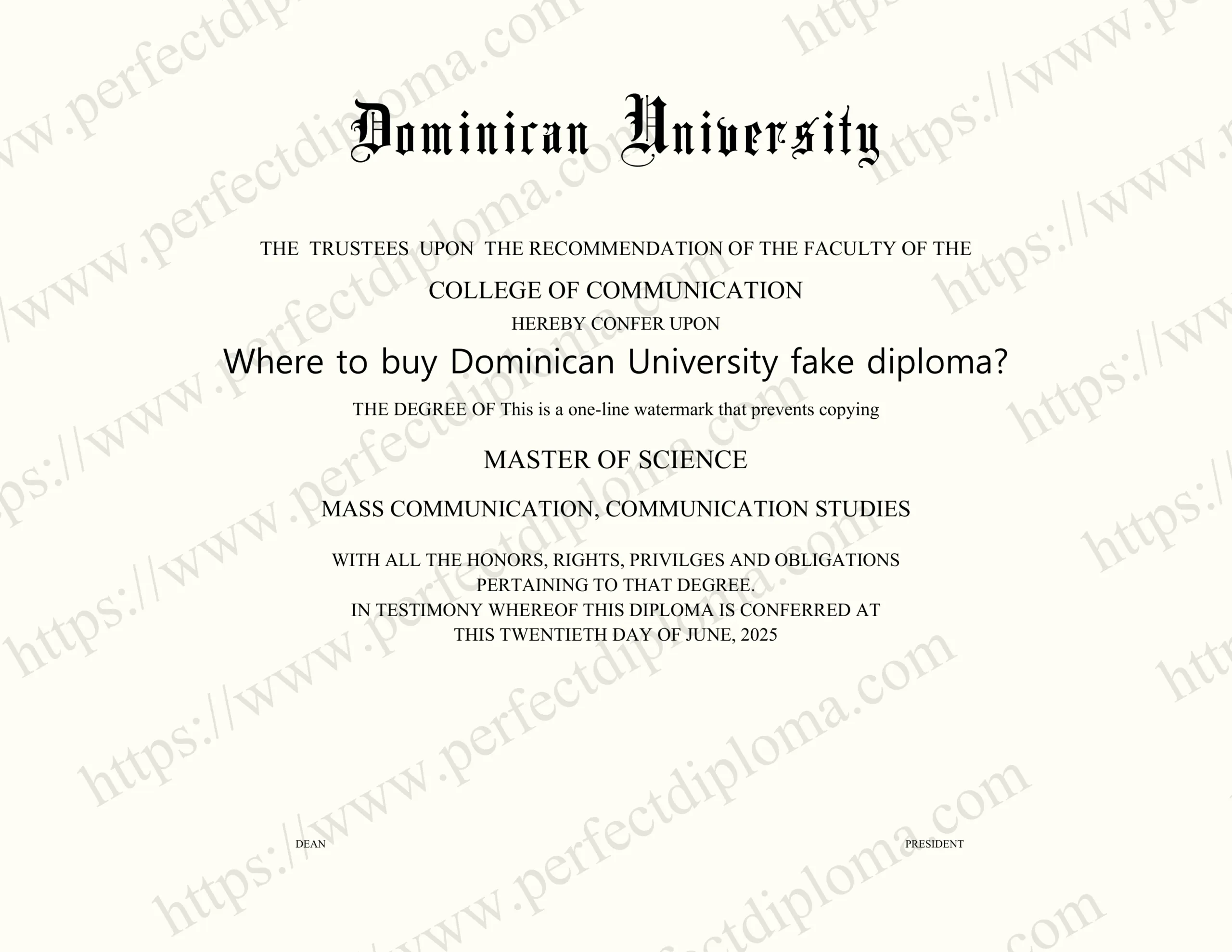 Where to buy Dominican University fake diploma?