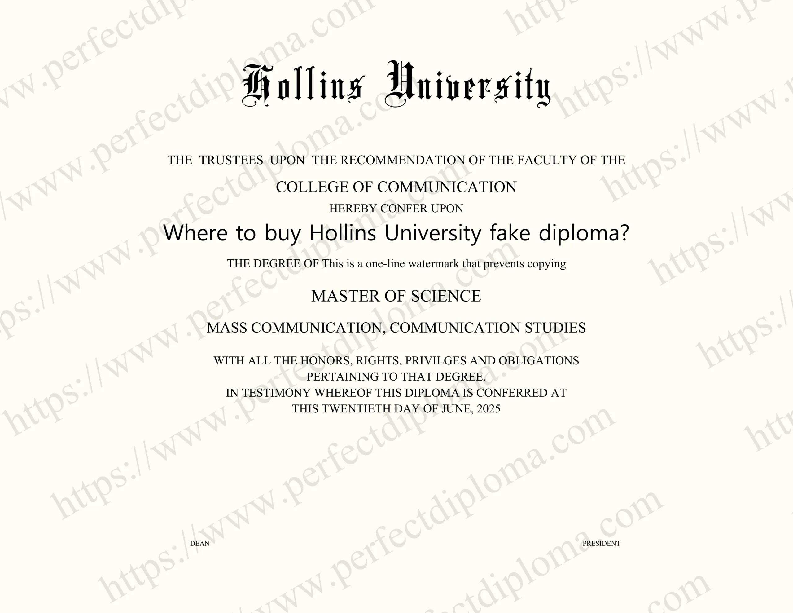 Where to buy Hollins University fake diploma?