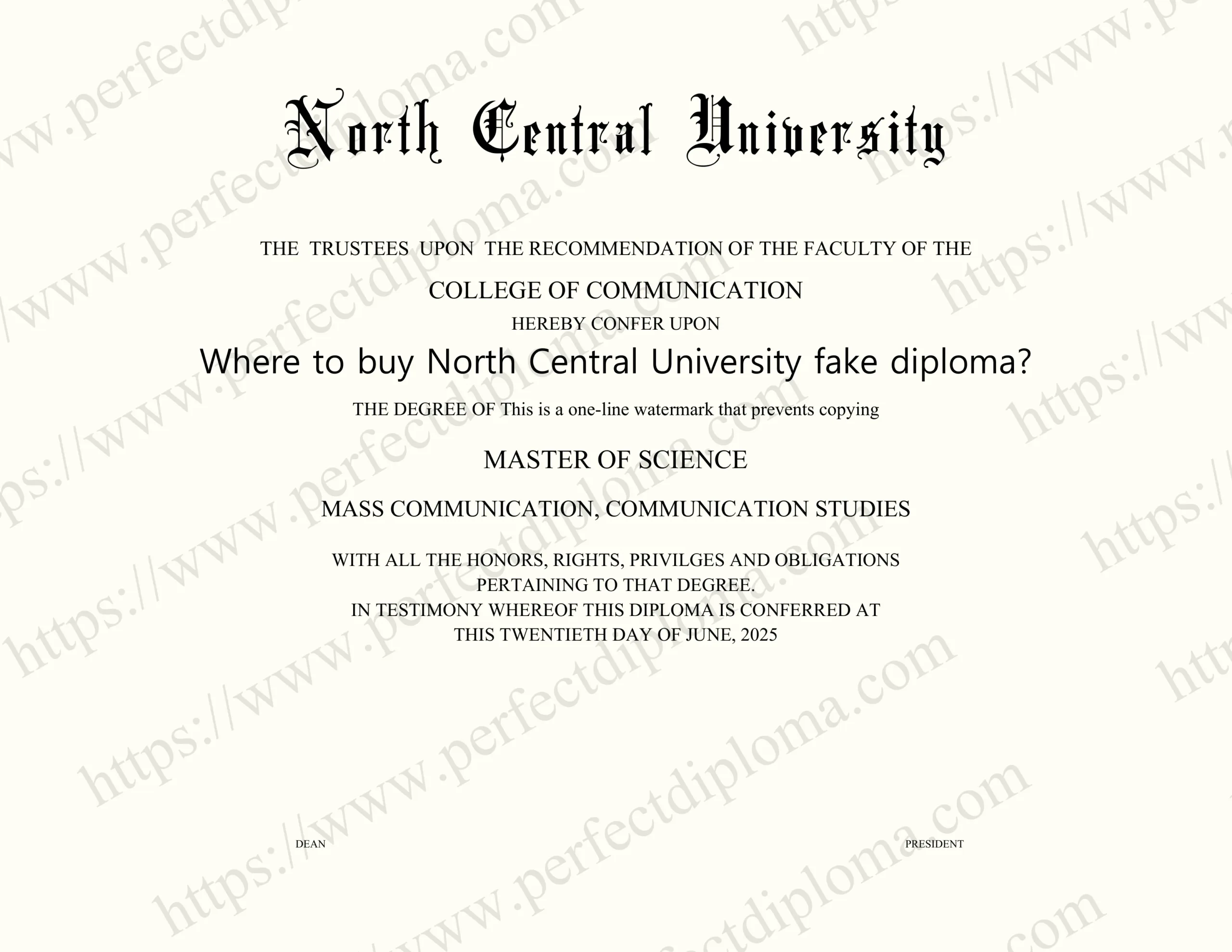 Where to buy North Central University fake diploma?