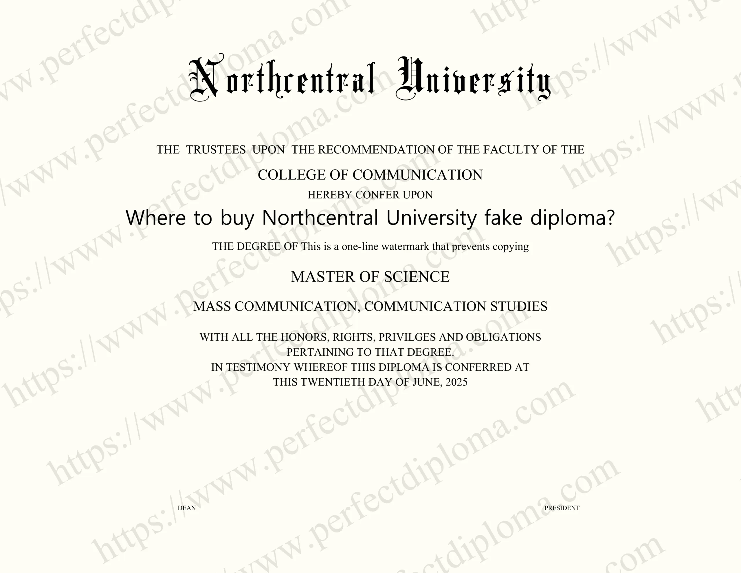 Where to buy Northcentral University fake diploma?
