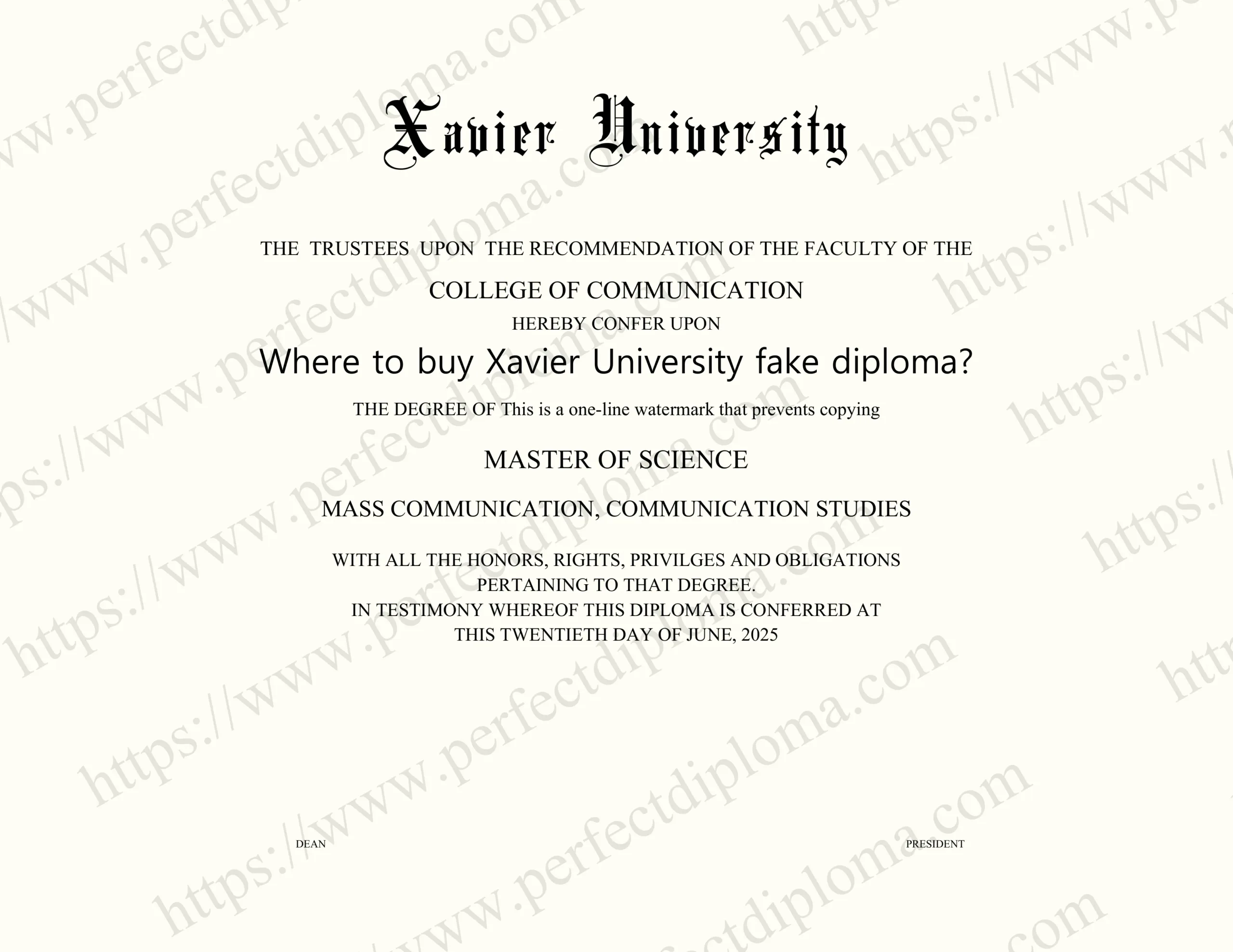 Where to buy Xavier University fake diploma?