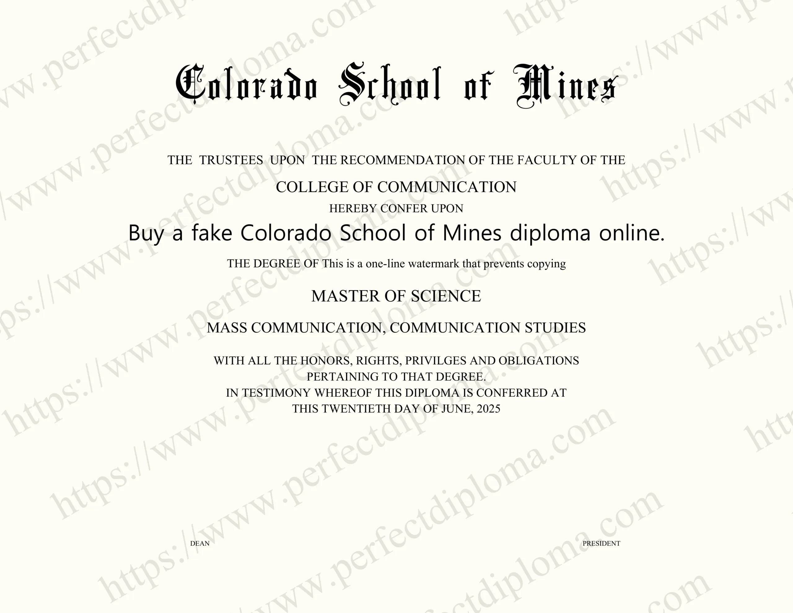 Buy a fake Colorado School of Mines diploma online.
