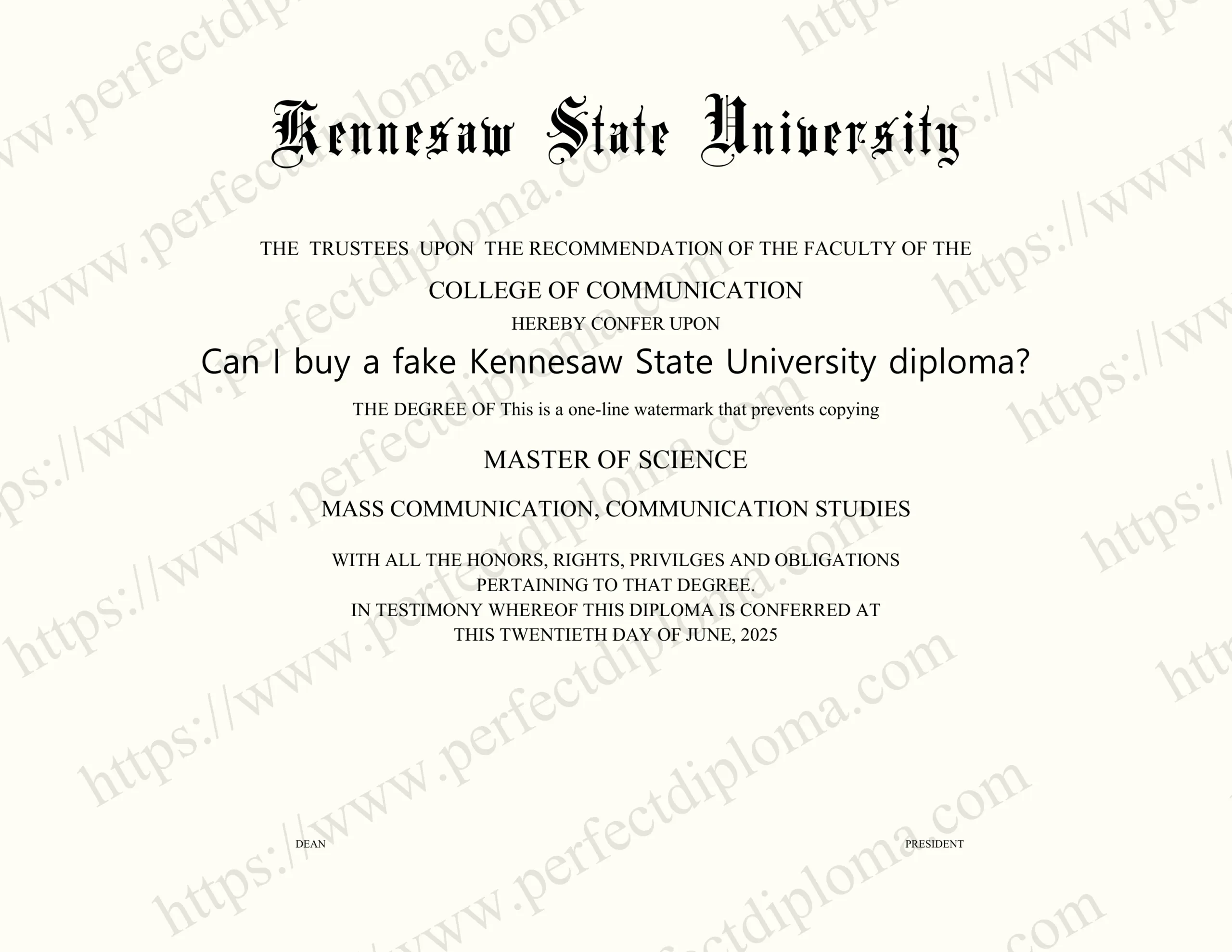 Can I buy a fake Kennesaw State University diploma?