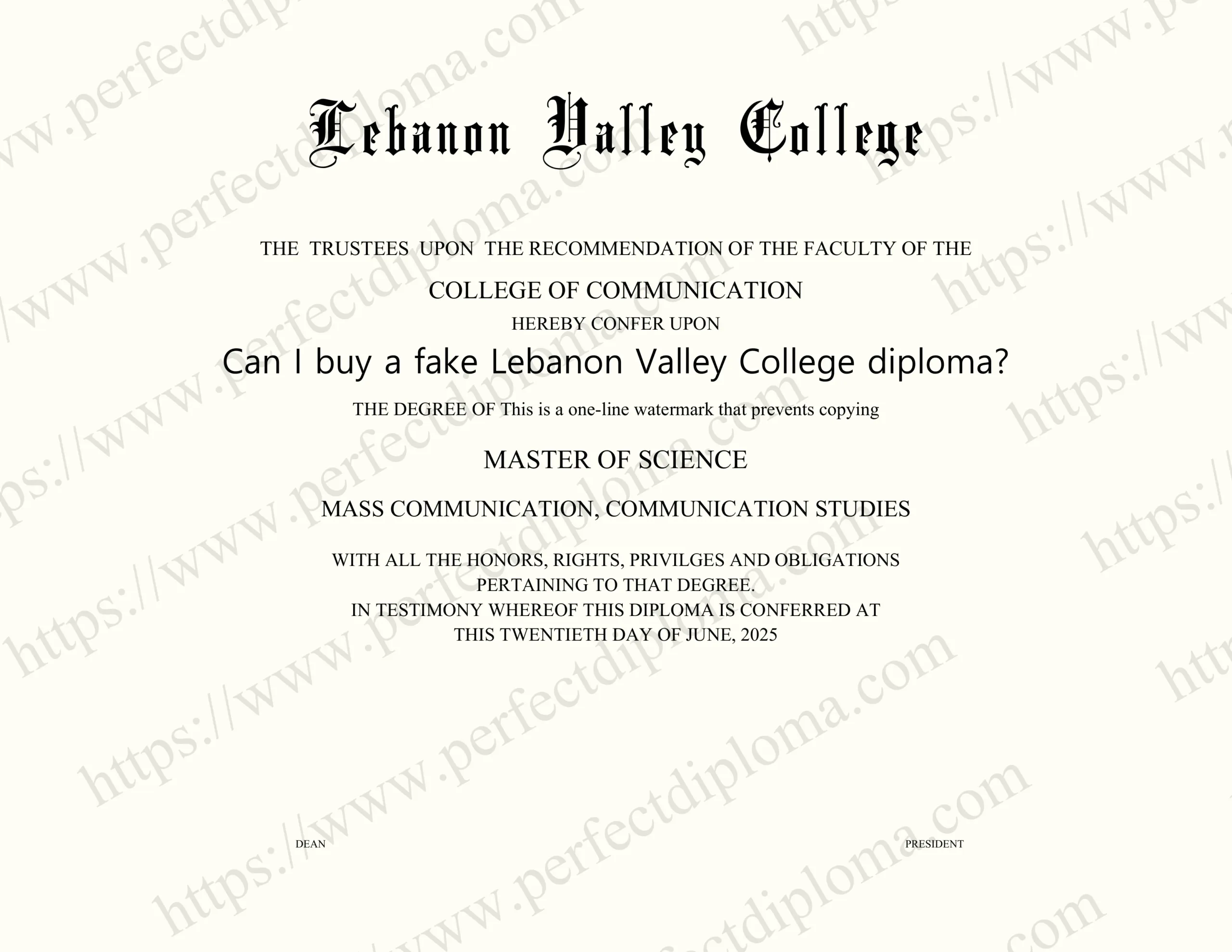 Can I buy a fake Lebanon Valley College diploma?