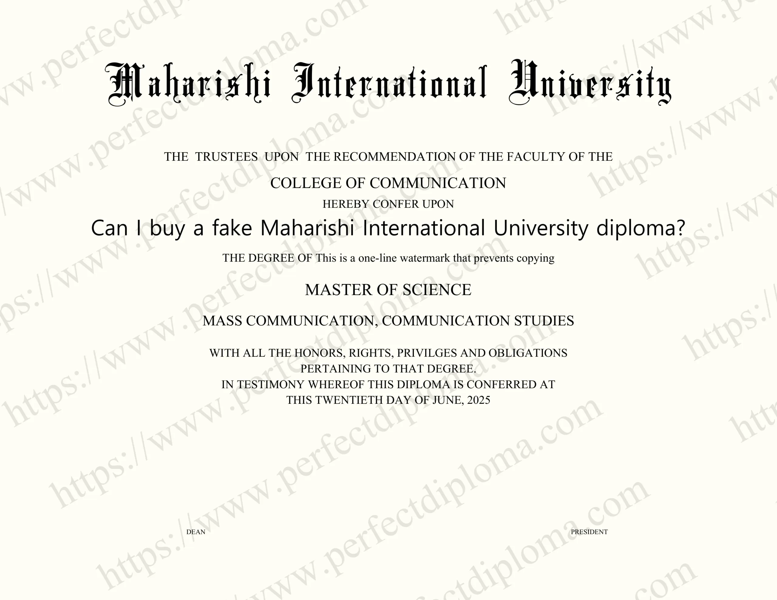 Can I buy a fake Maharishi International University diploma?