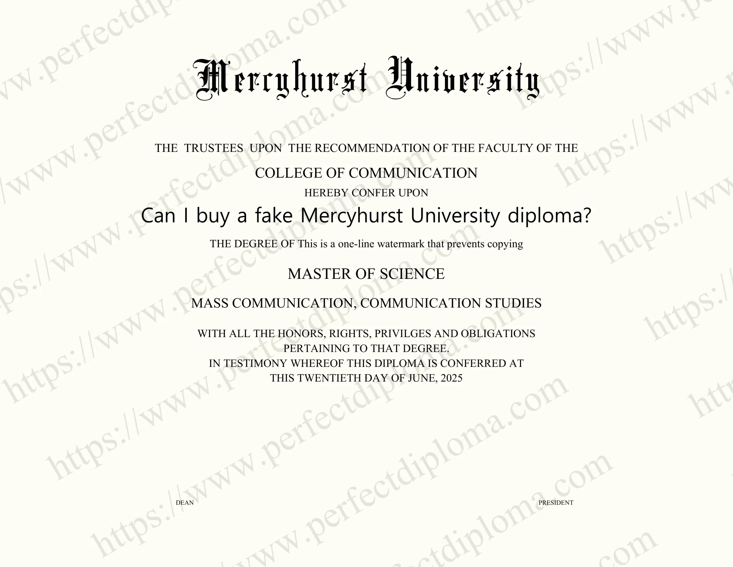 Can I buy a fake Mercyhurst University diploma?
