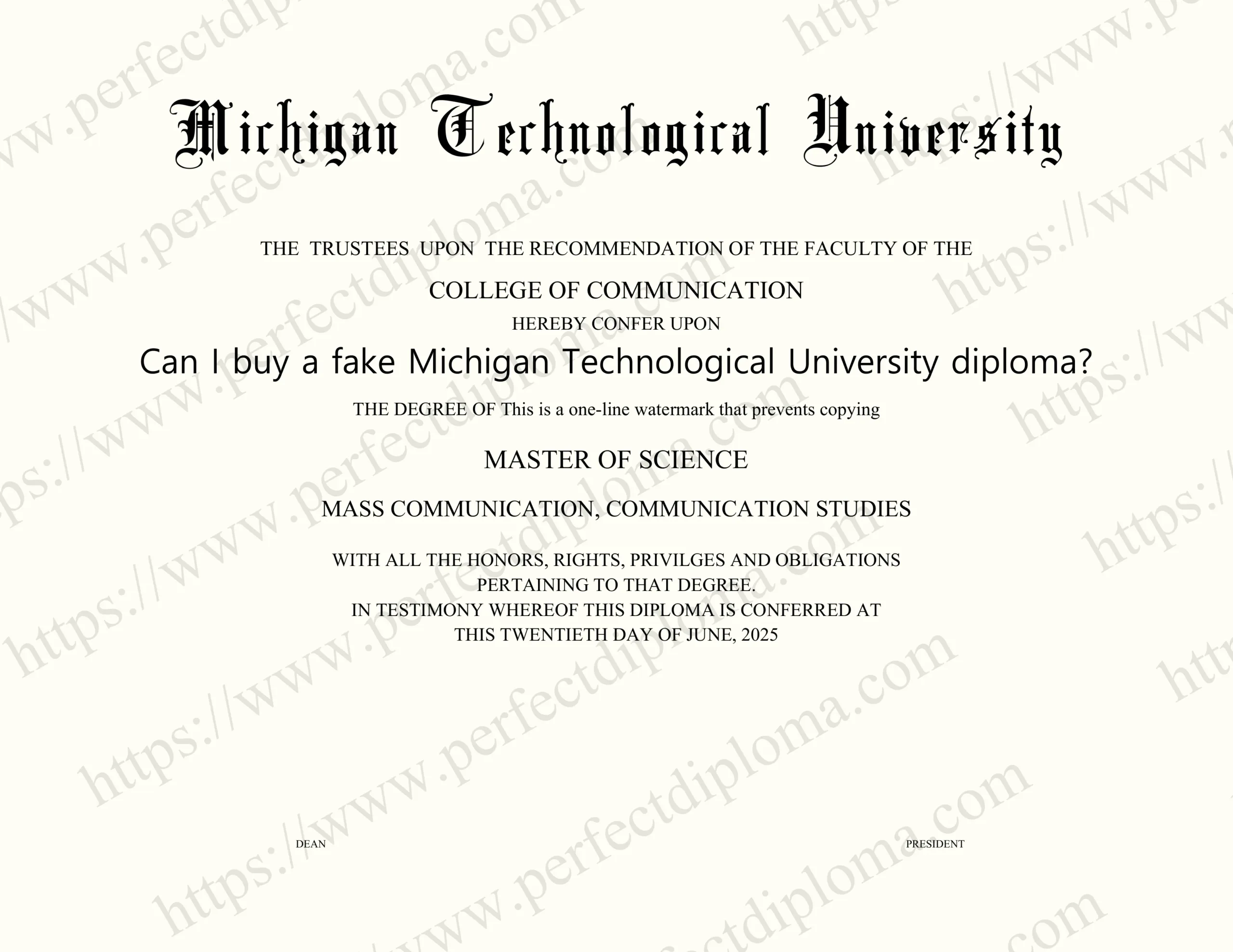 Can I buy a fake Michigan Technological University diploma?