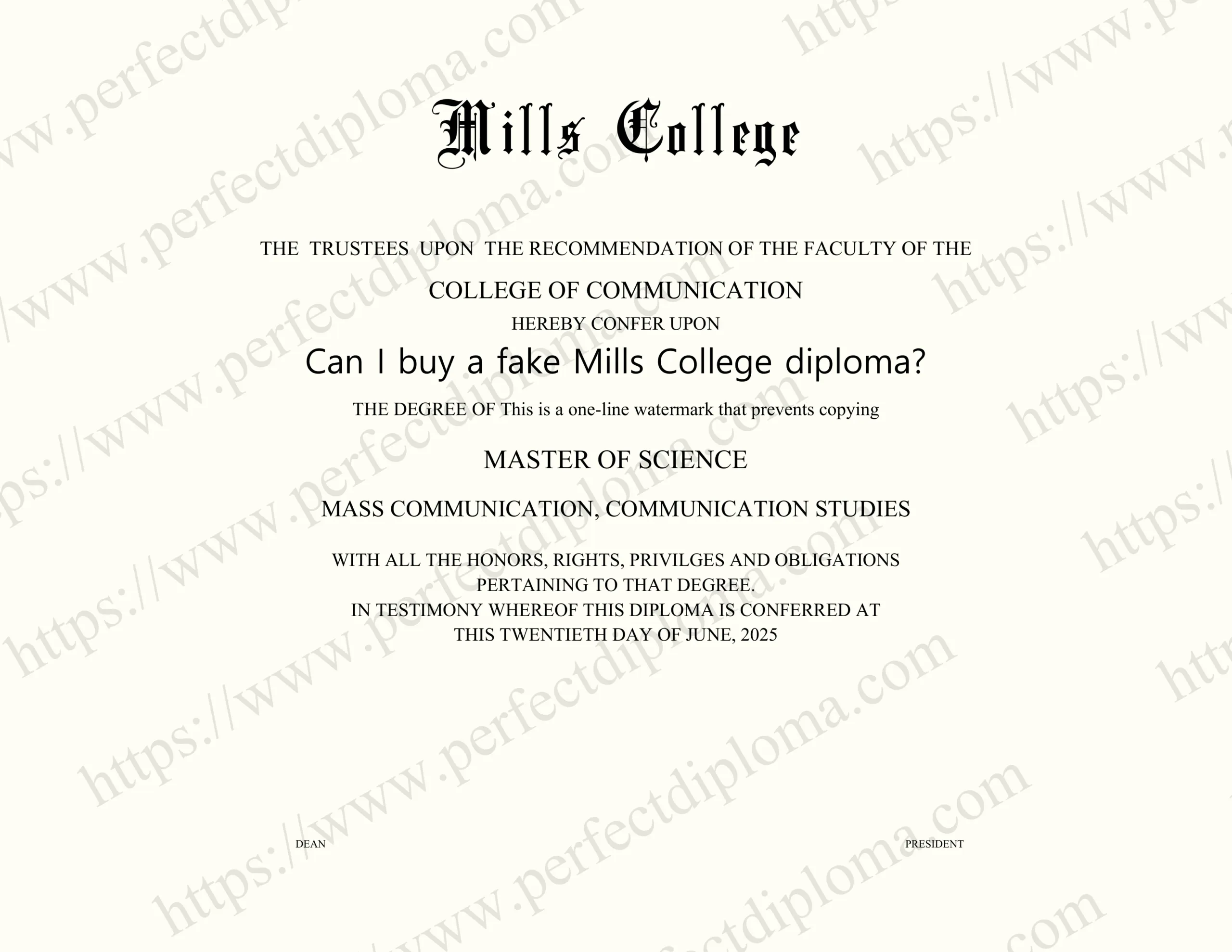 Can I buy a fake Mills College diploma?