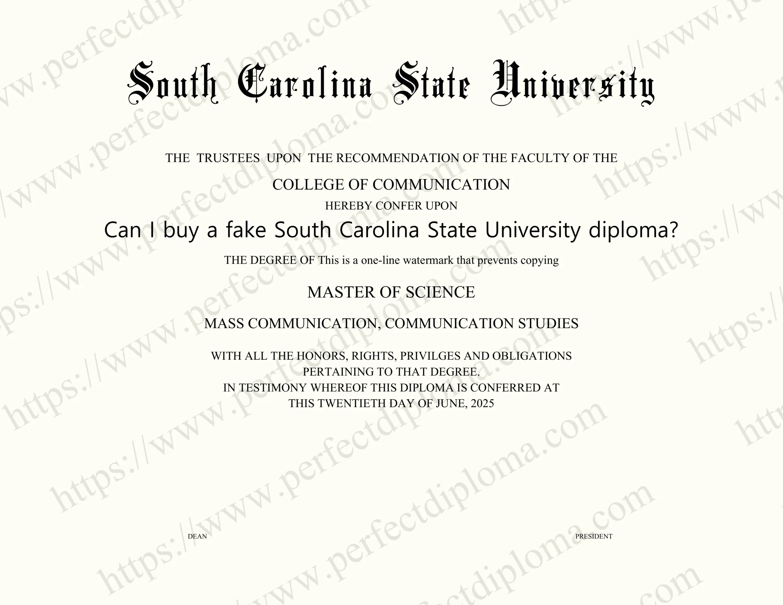Can I buy a fake South Carolina State University diploma?