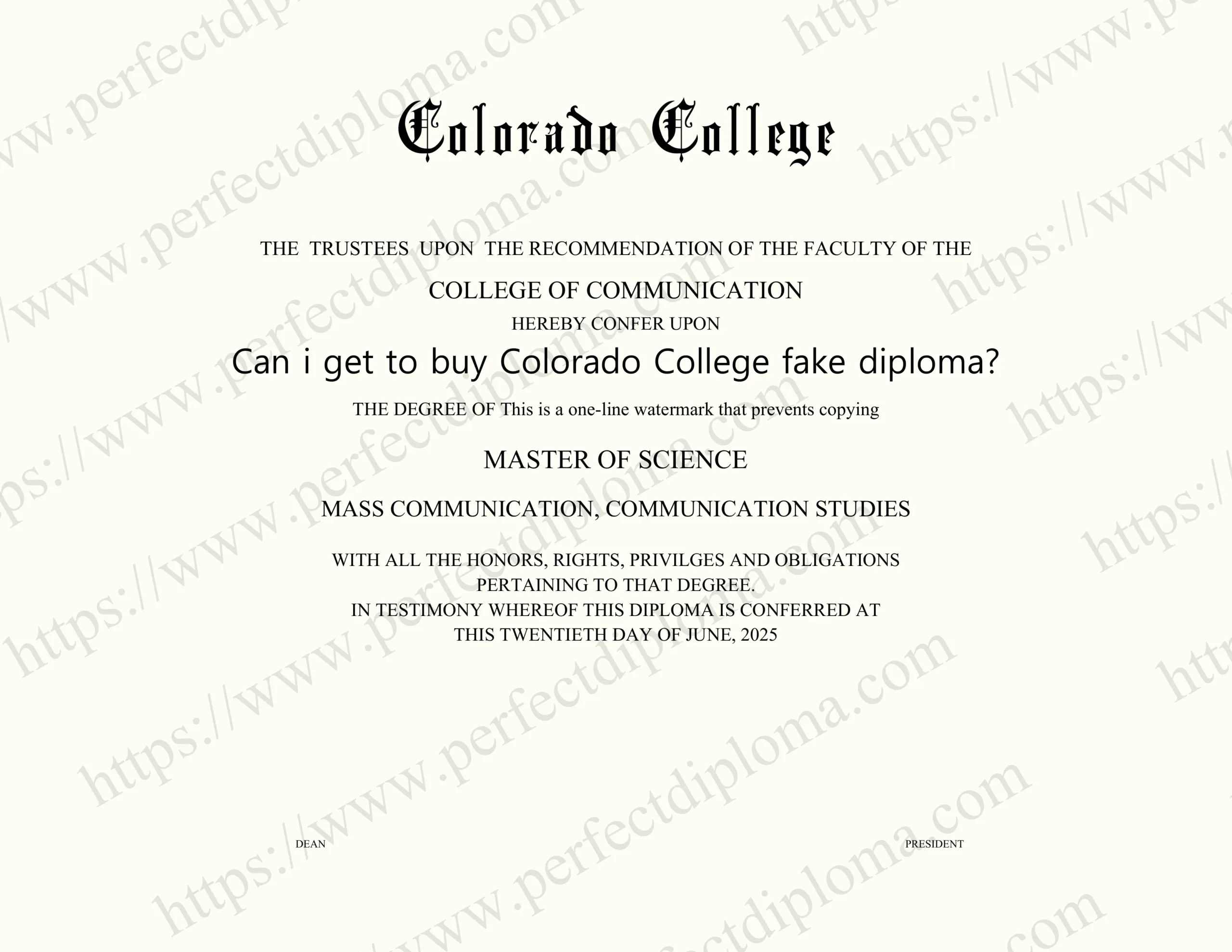 Can i get to buy Colorado College fake diploma?