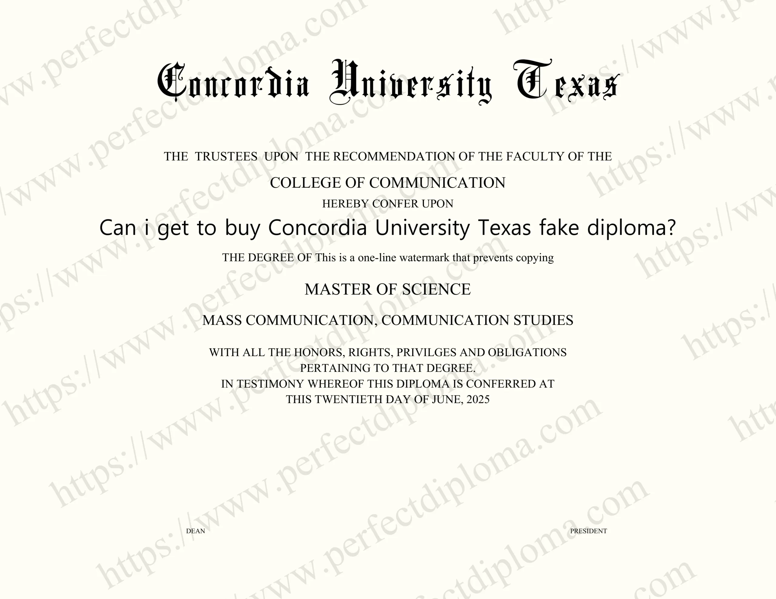 Can i get to buy Concordia University Texas fake diploma?