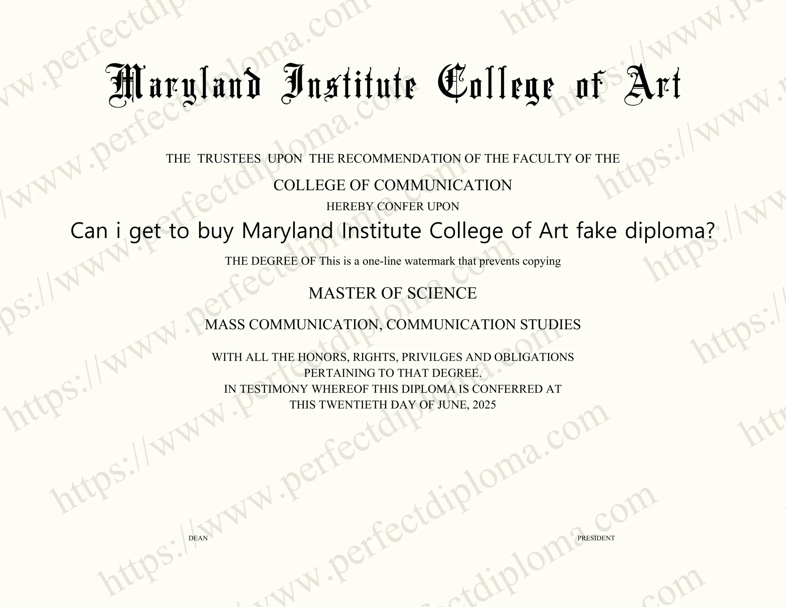 Can i get to buy Maryland Institute College of Art fake diploma?