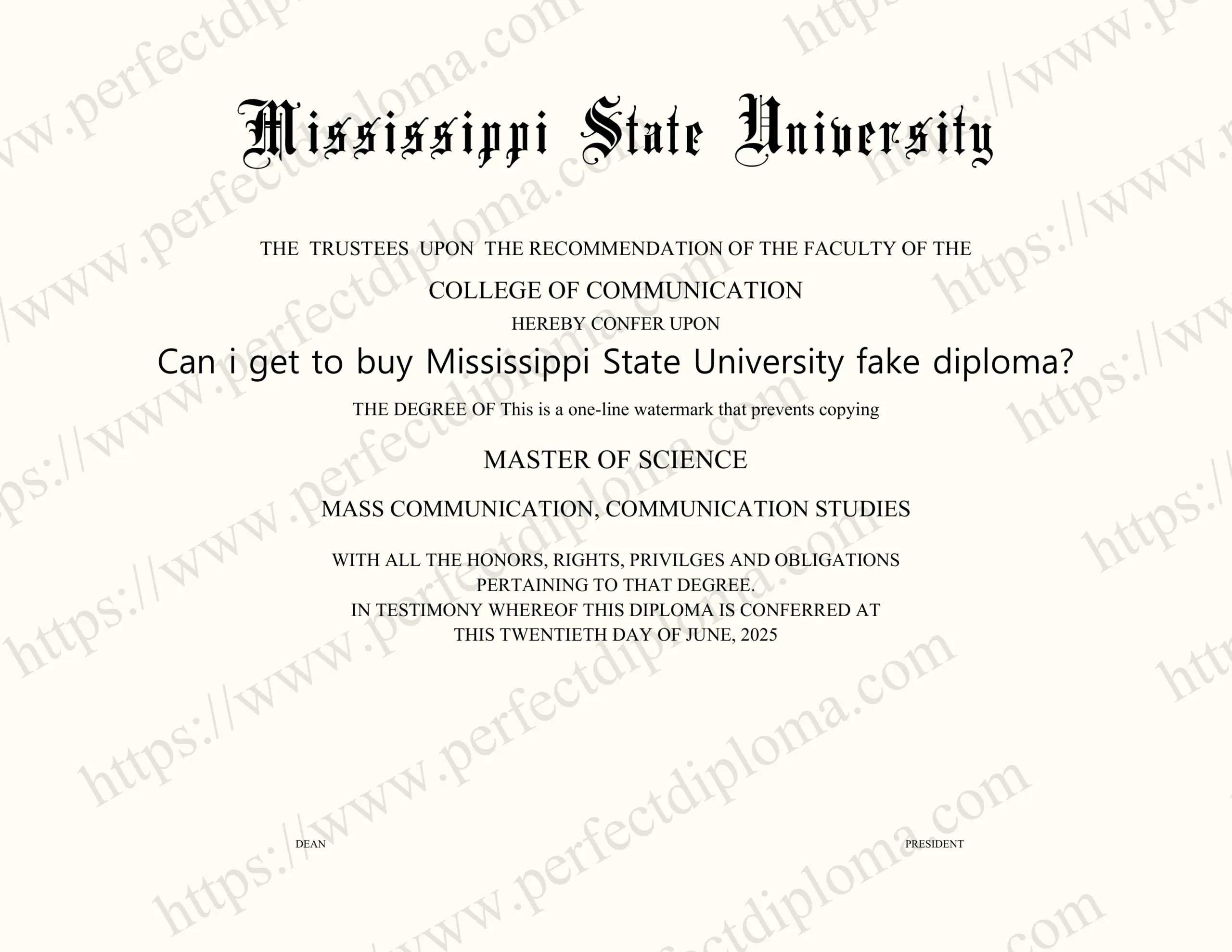 Can i get to buy Mississippi State University fake diploma?
