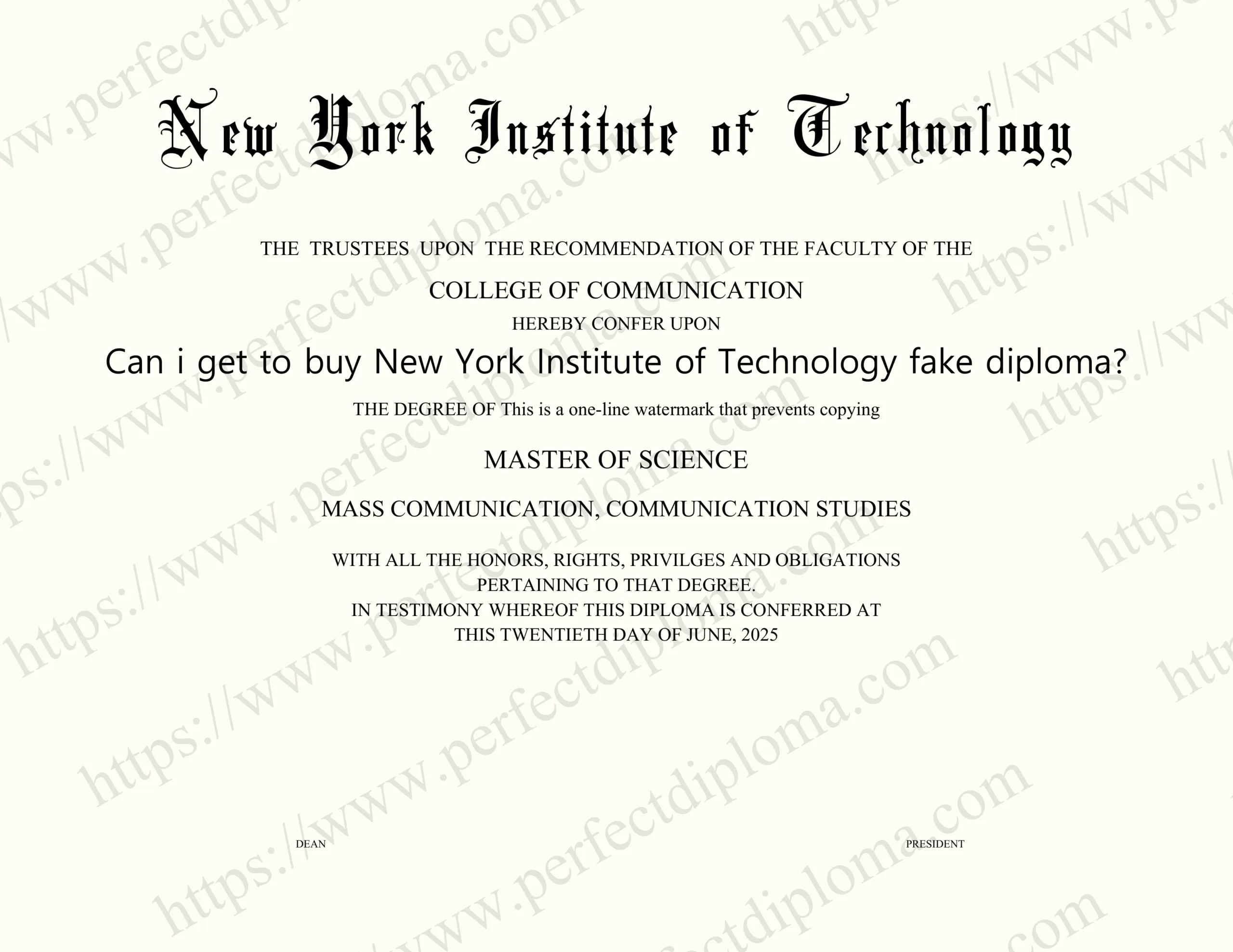 Can i get to buy New York Institute of Technology fake diploma?
