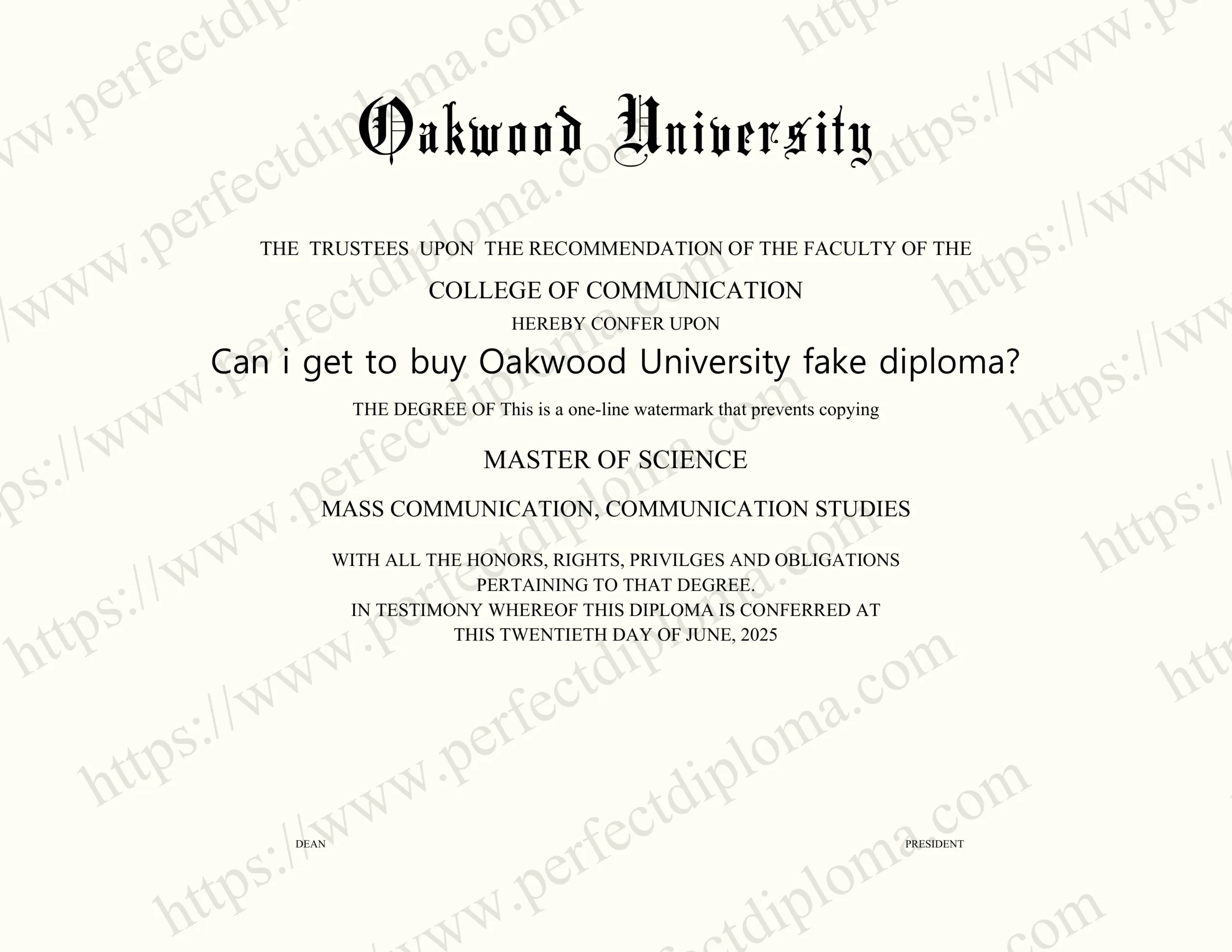 Can i get to buy Oakwood University fake diploma?