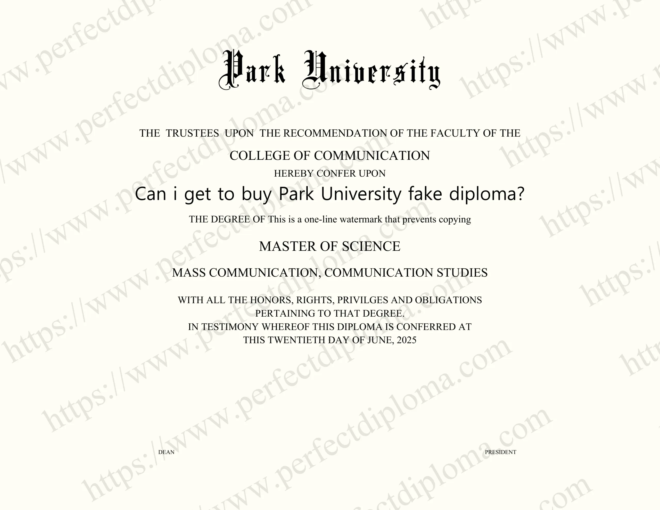 Can i get to buy Park University fake diploma?