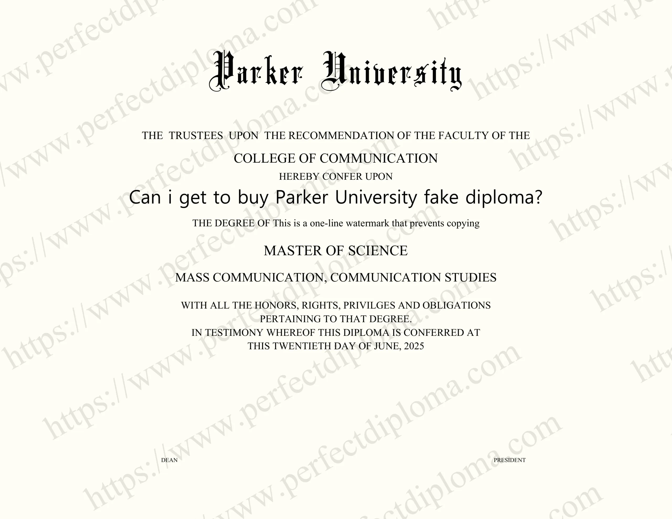 Can i get to buy Parker University fake diploma?