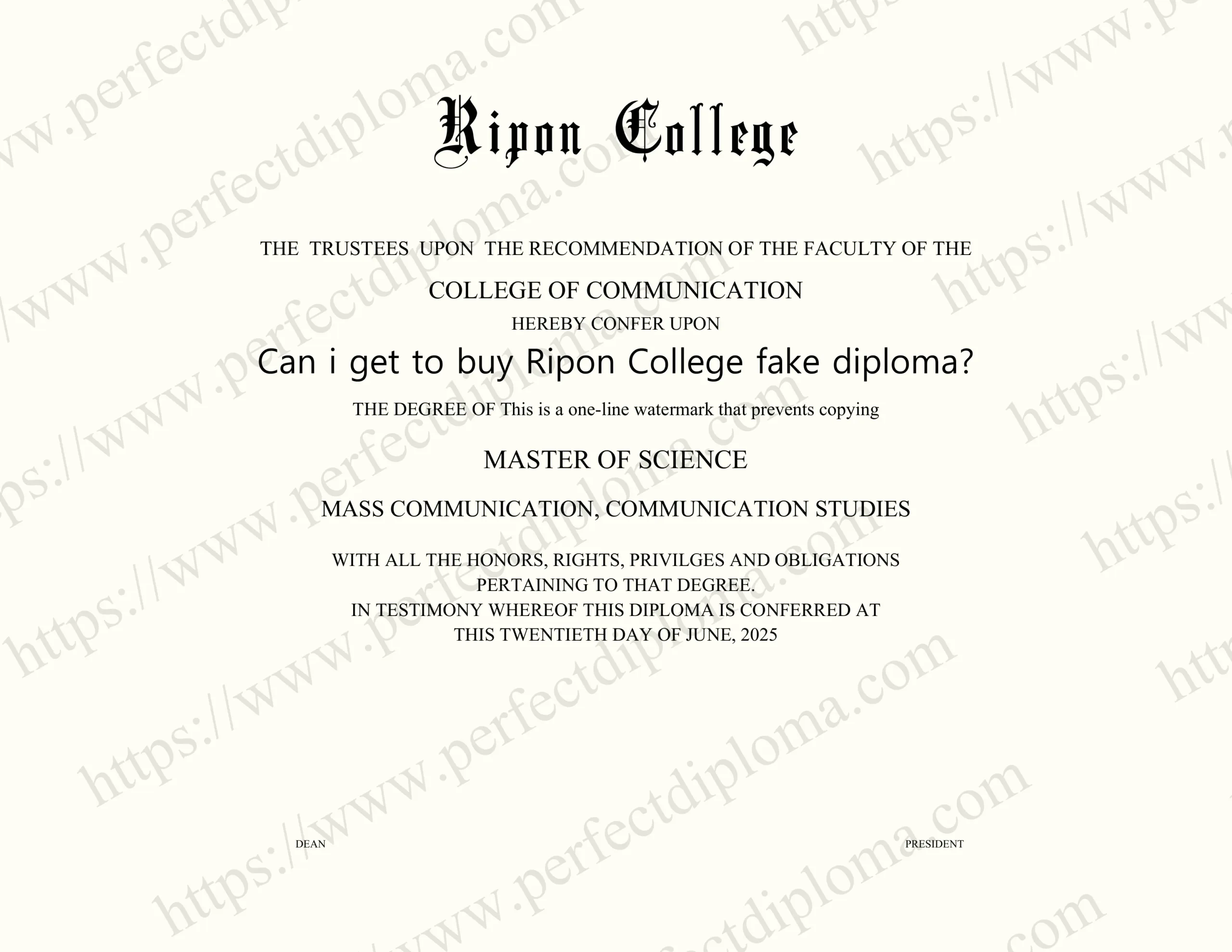 Can i get to buy Ripon College fake diploma?