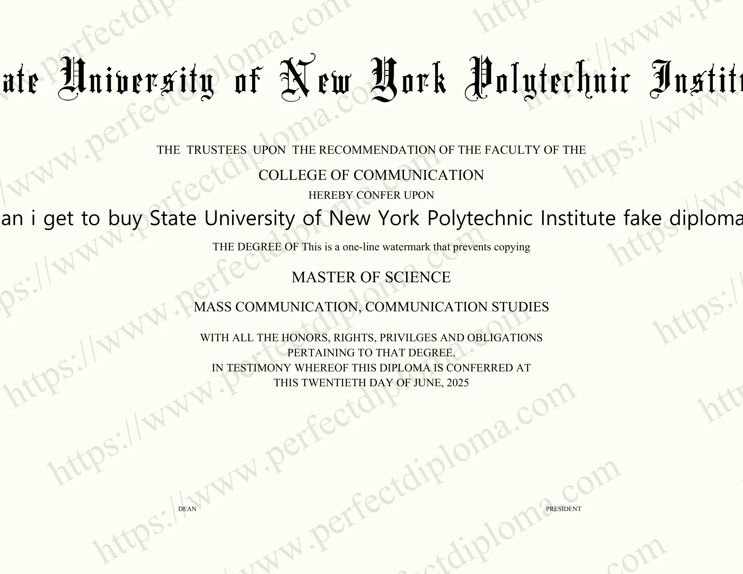 Can i get to buy State University of New York Polytechnic Institute fake diploma?