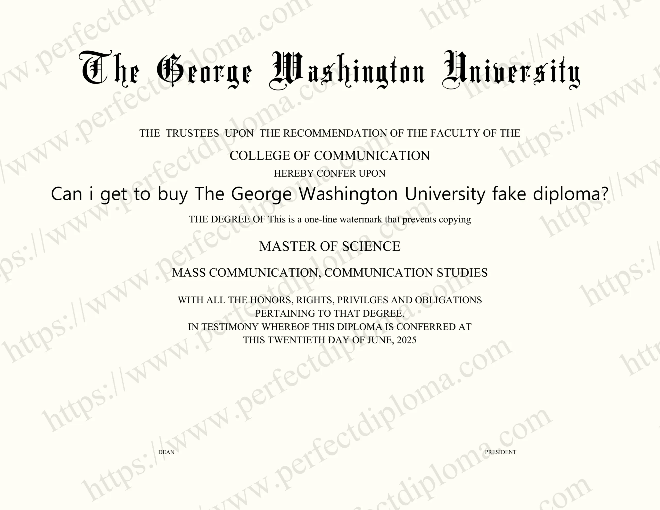 Can i get to buy The George Washington University fake diploma?