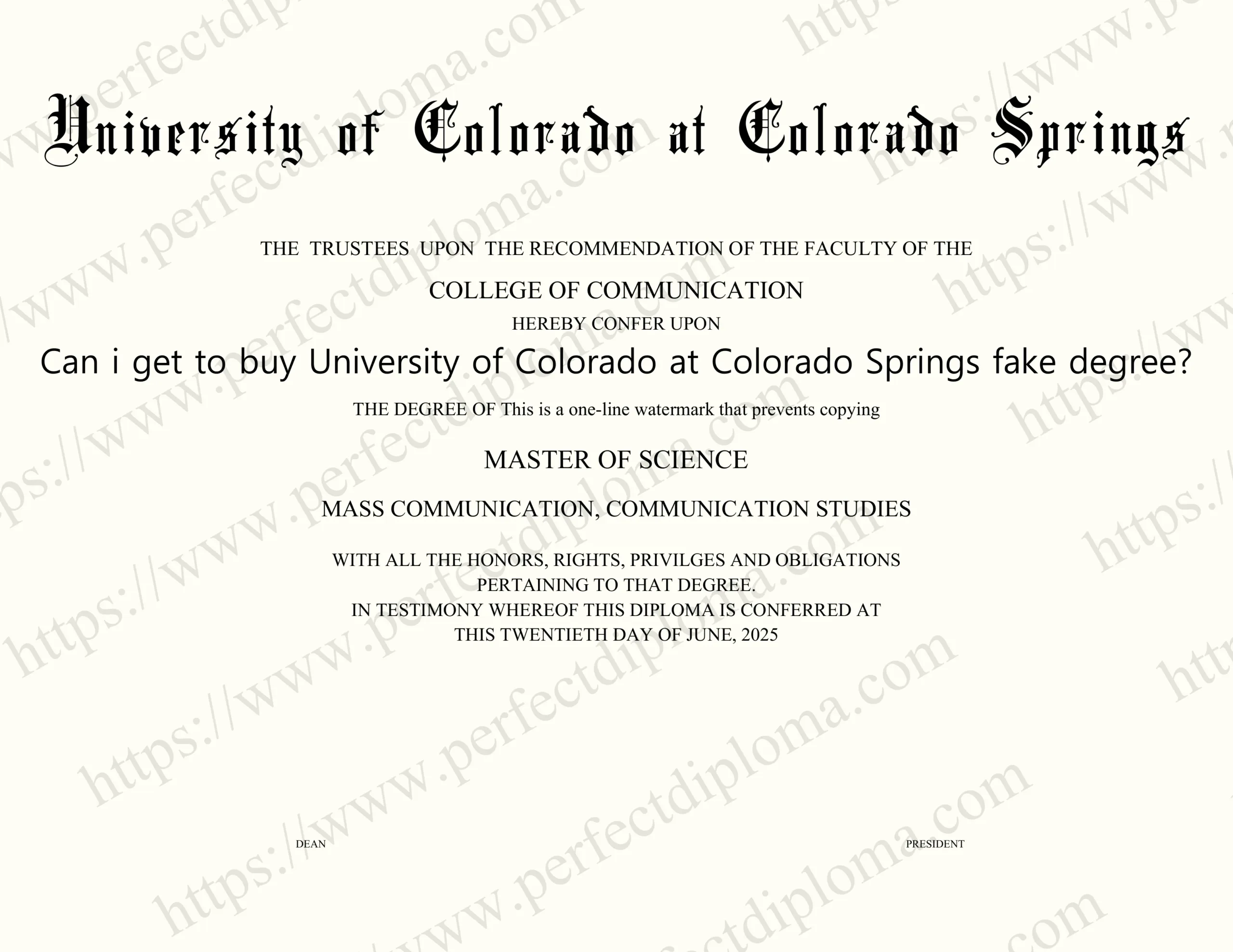 Can i get to buy University of Colorado at Colorado Springs fake degree?