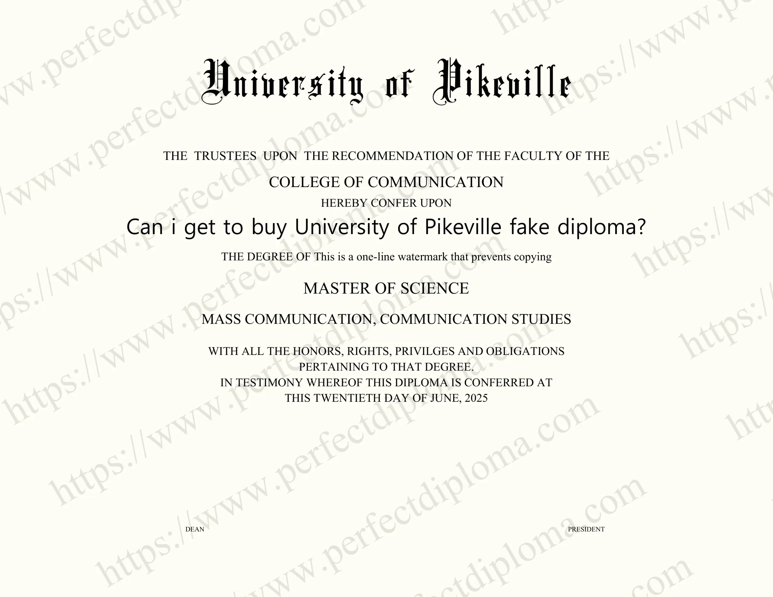 Can i get to buy University of Pikeville fake diploma?
