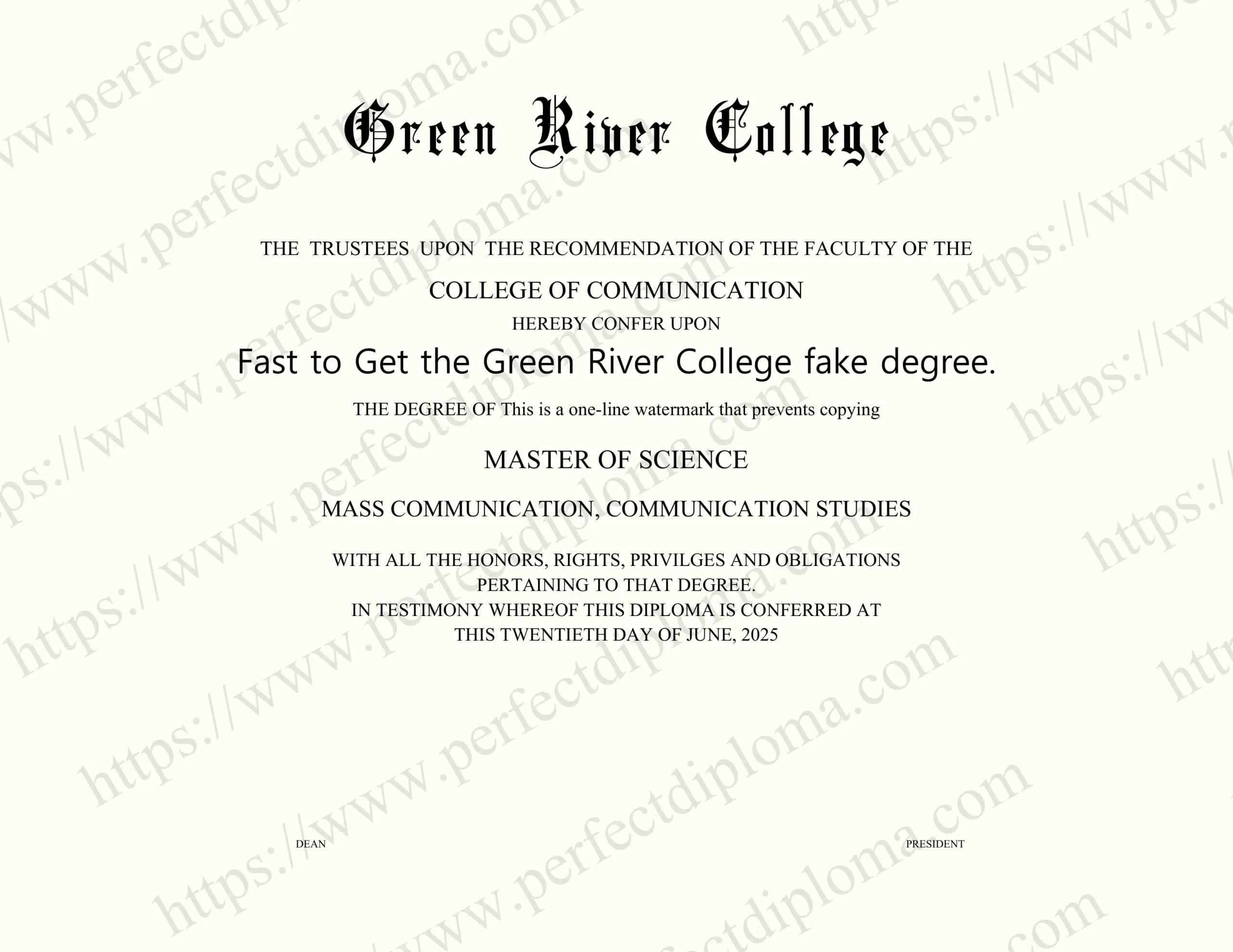 Fast to Get the Green River College fake degree.
