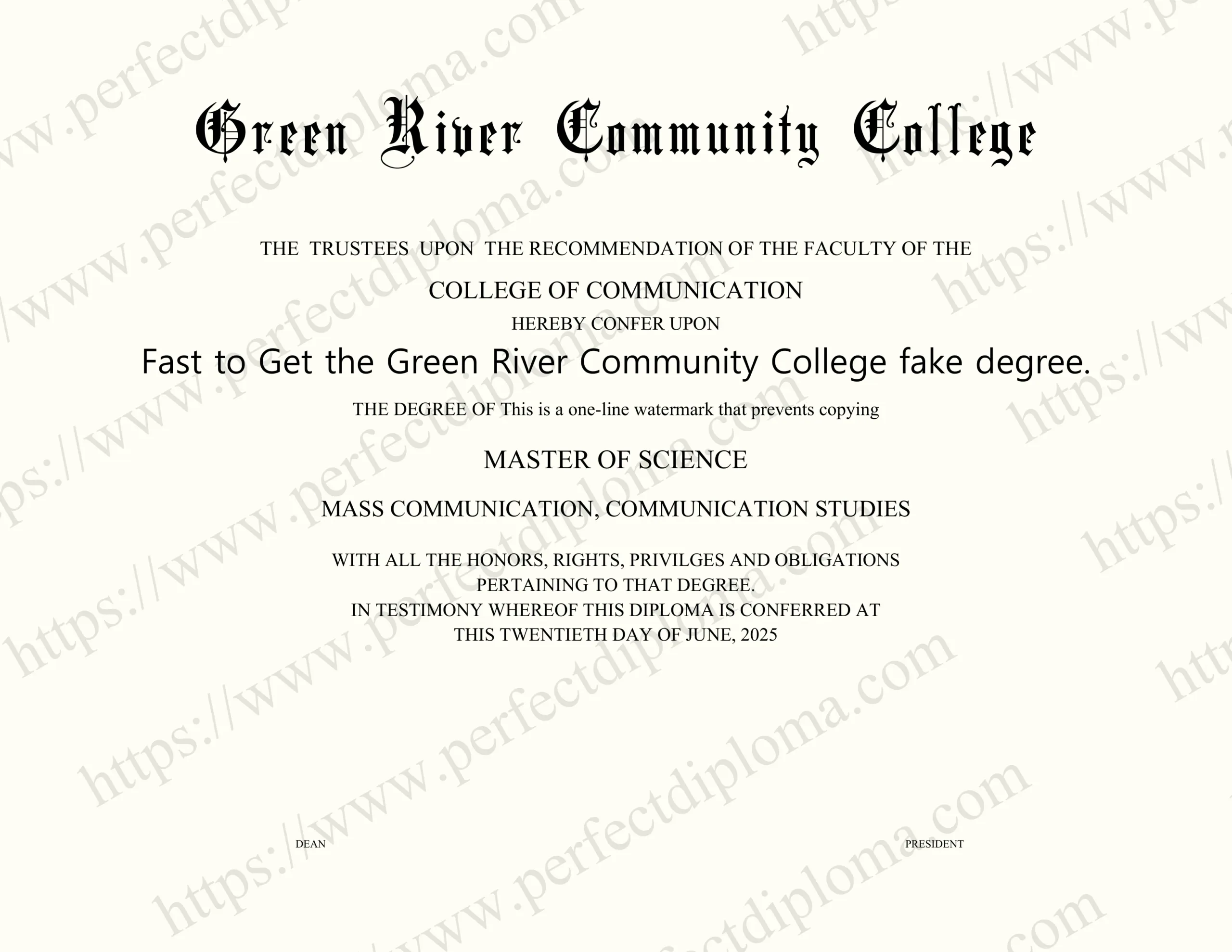 Fast to Get the Green River Community College fake degree.