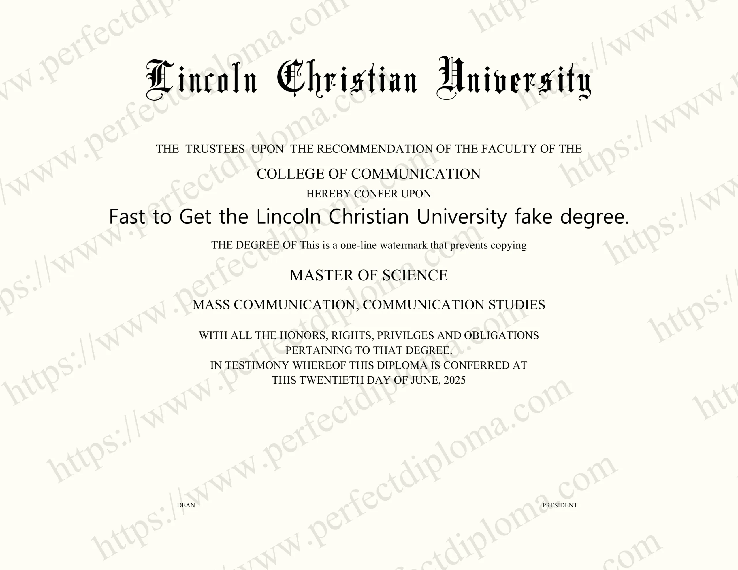 Fast to Get the Lincoln Christian University fake degree.
