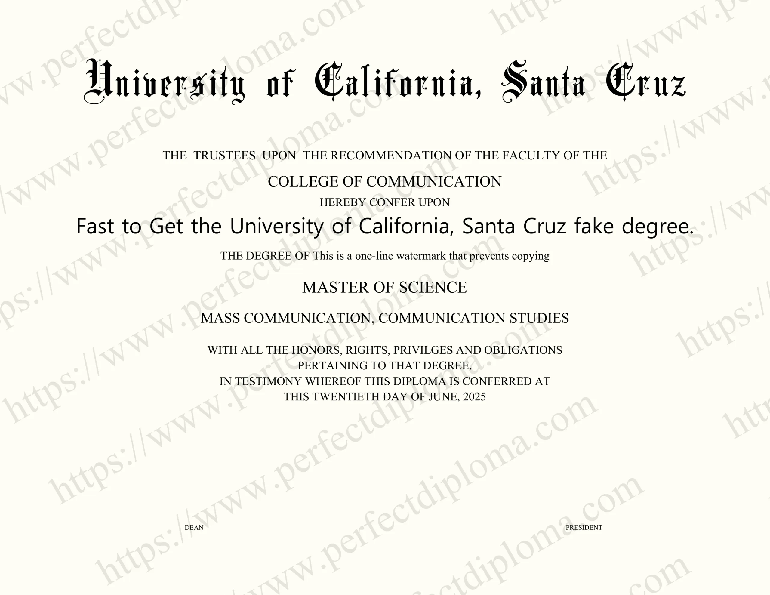 Fast to Get the University of California, Santa Cruz fake degree.