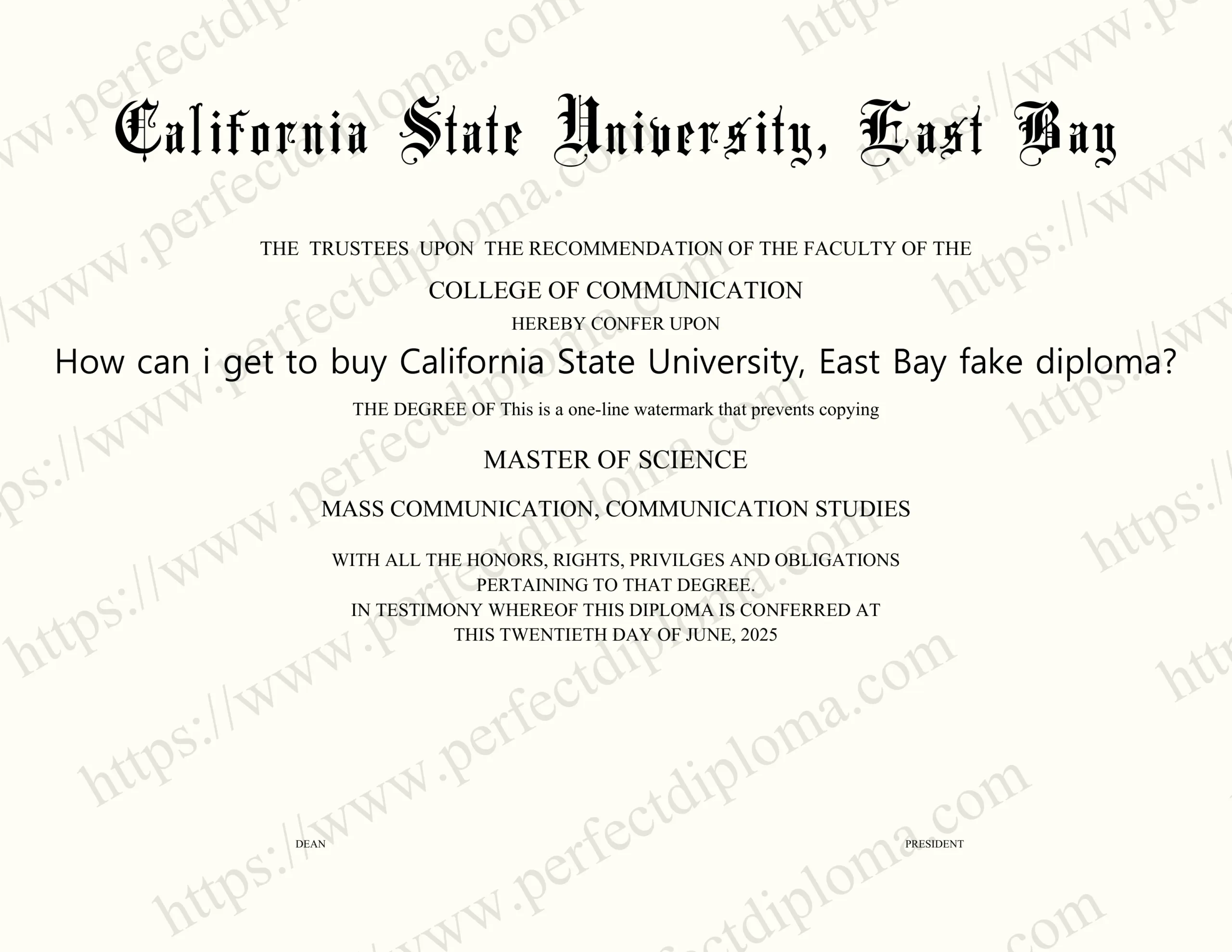 How can i get to buy California State University, East Bay fake diploma?