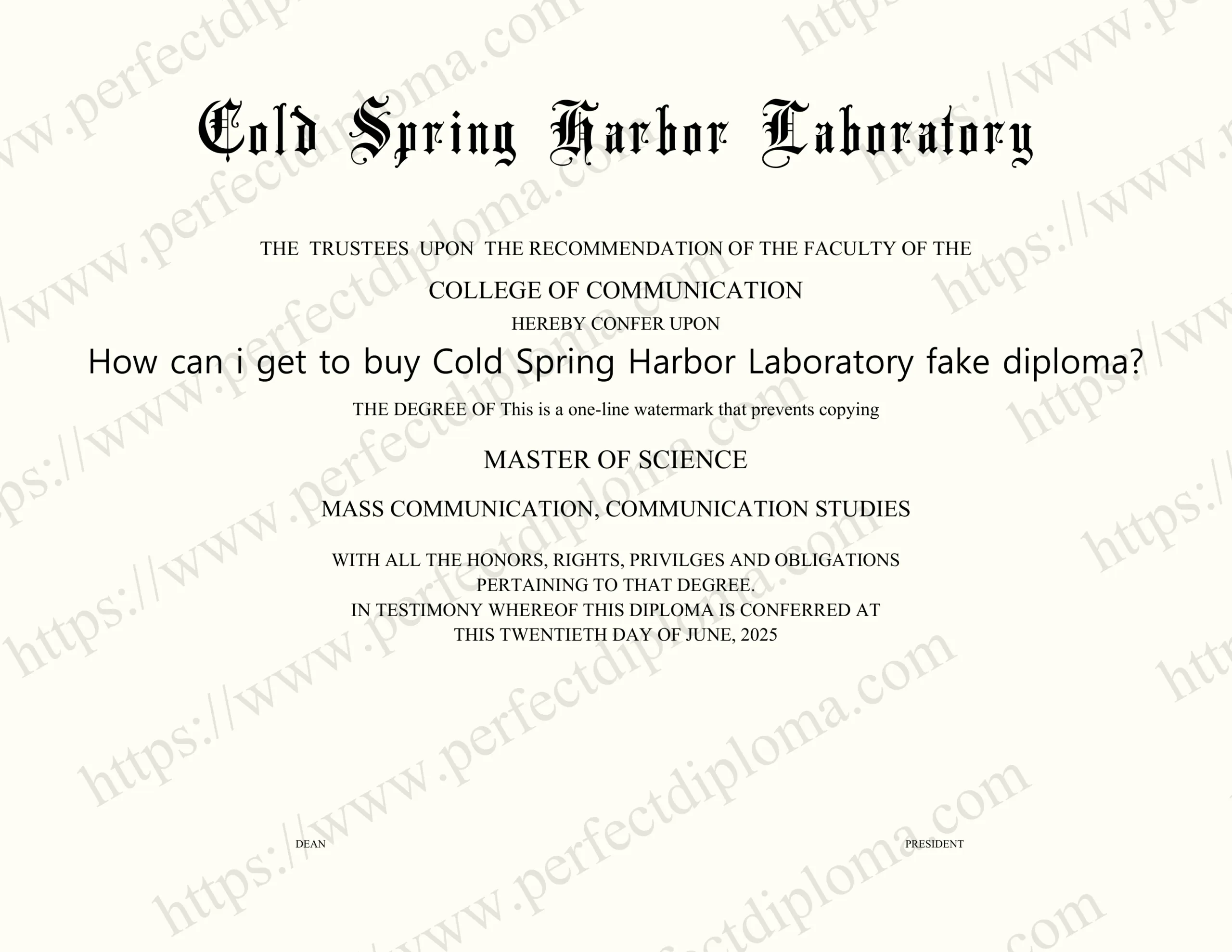 How can i get to buy Cold Spring Harbor Laboratory fake diploma?