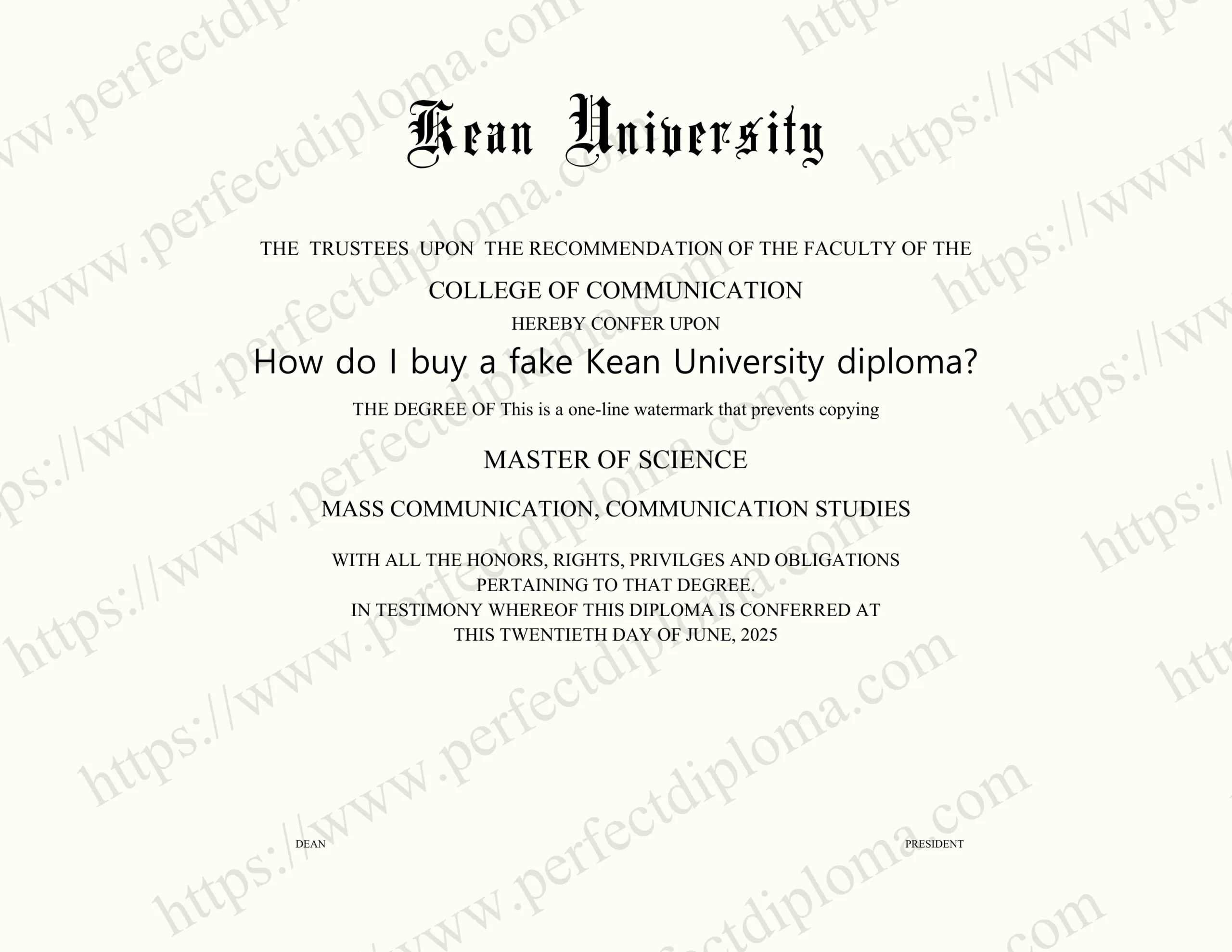 How do I buy a fake Kean University diploma?