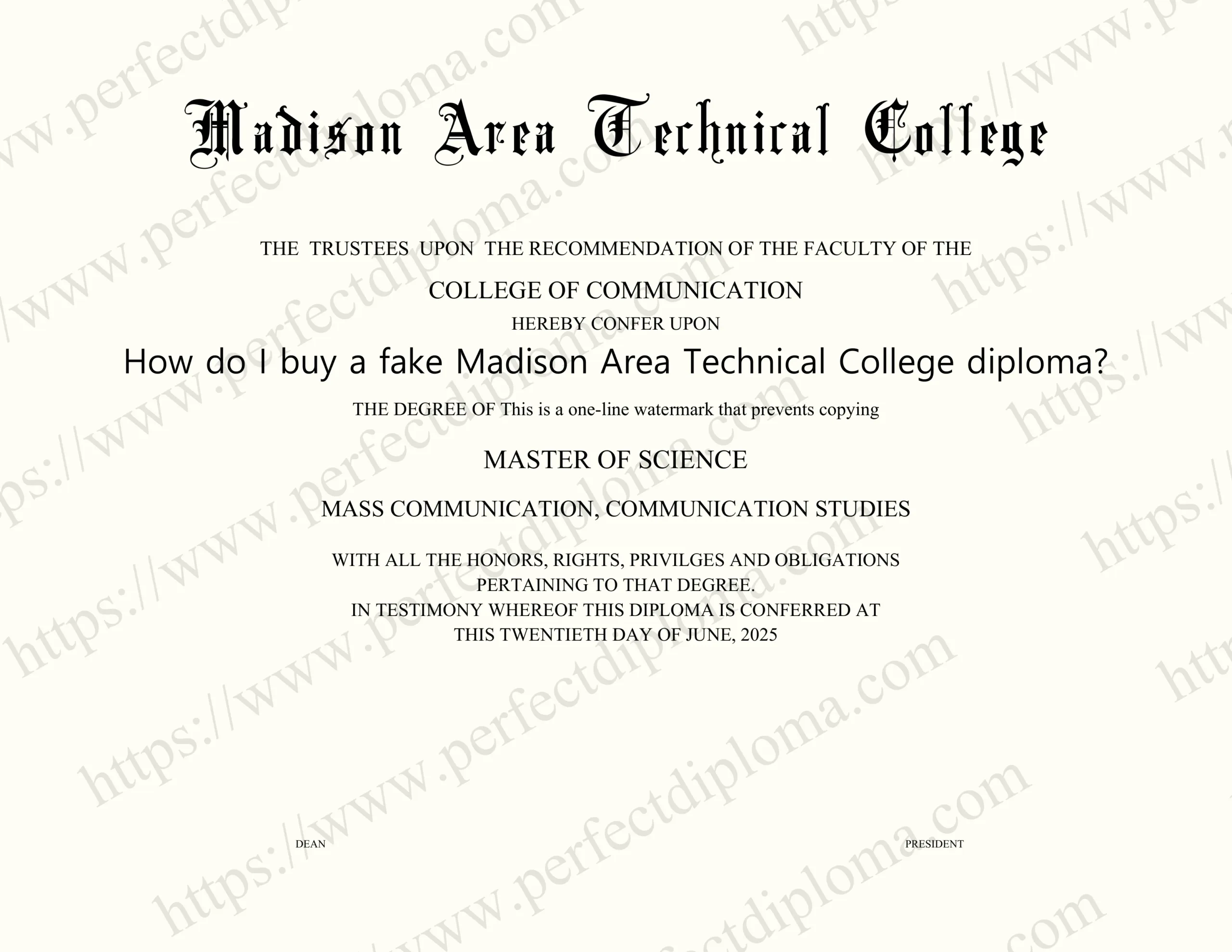 How do I buy a fake Madison Area Technical College diploma?