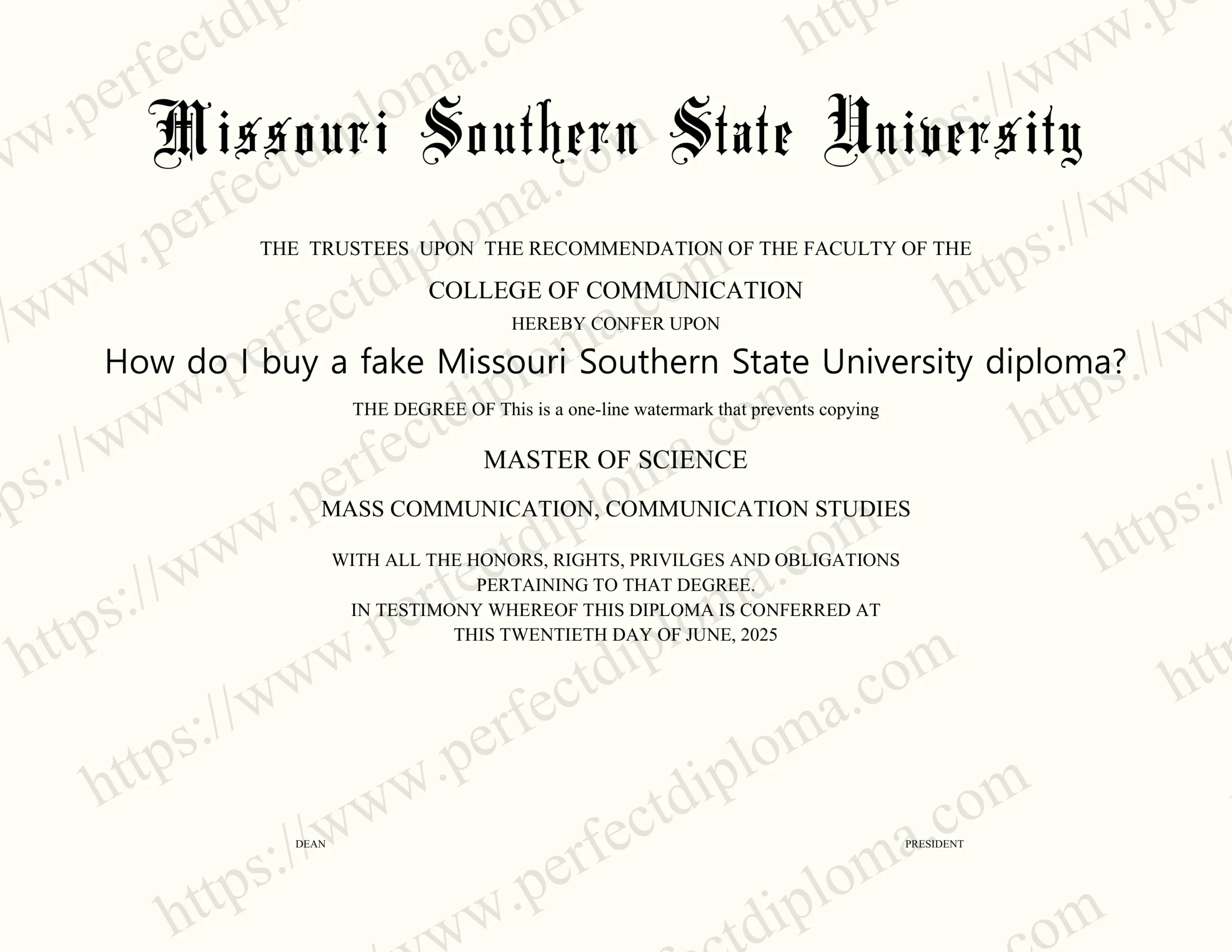 How do I buy a fake Missouri Southern State University diploma?