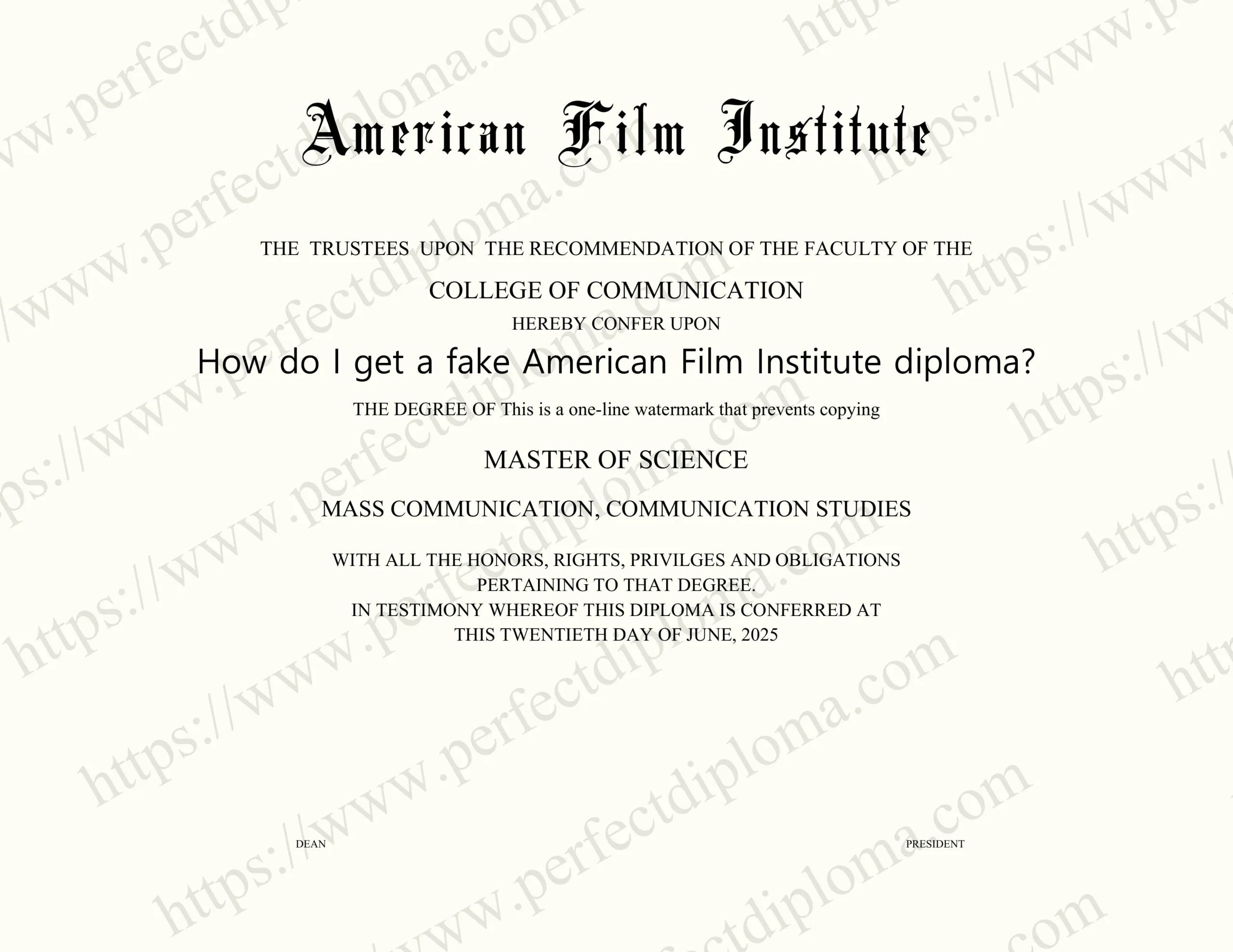 How do I get a fake American Film Institute diploma?