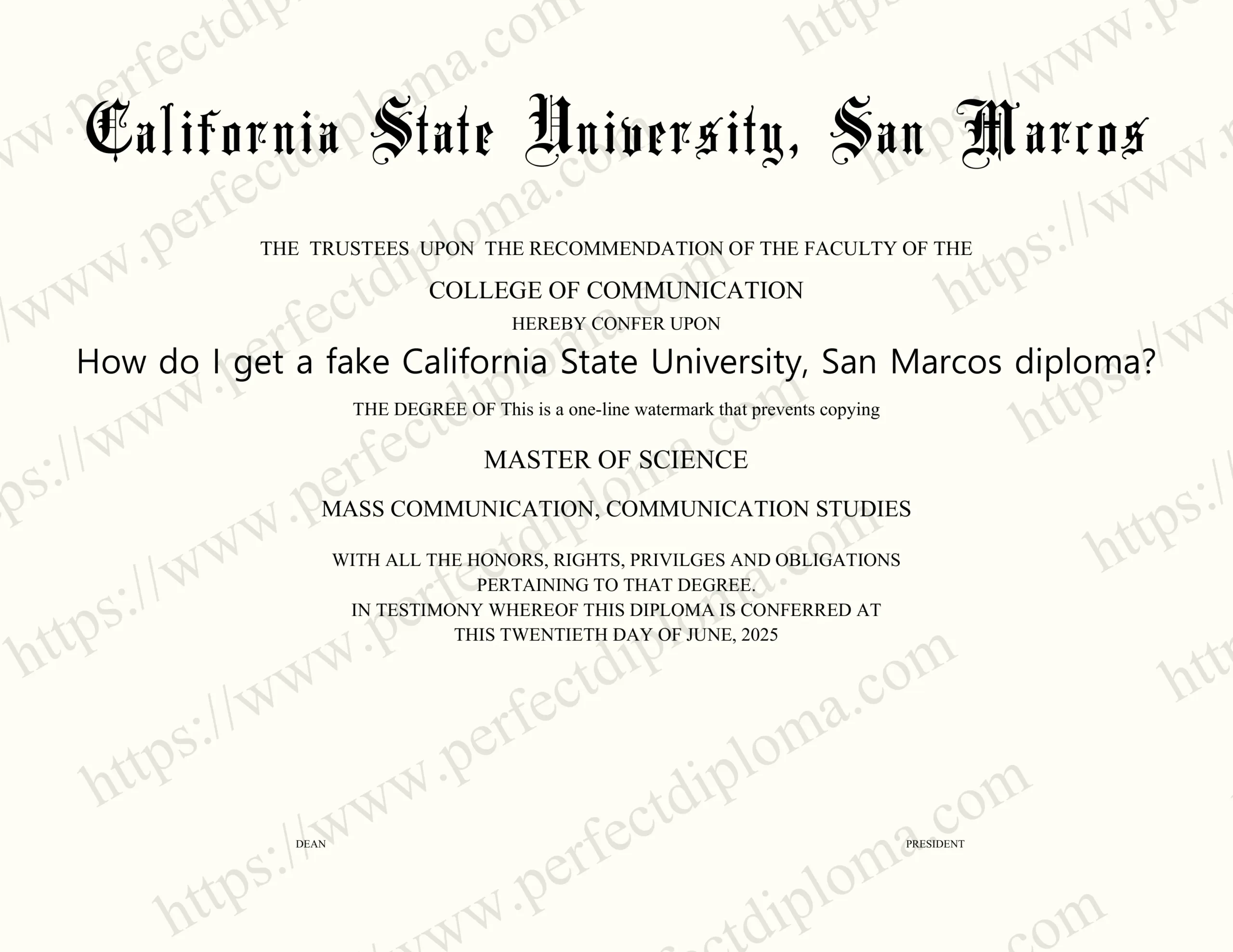 How do I get a fake California State University, San Marcos diploma?