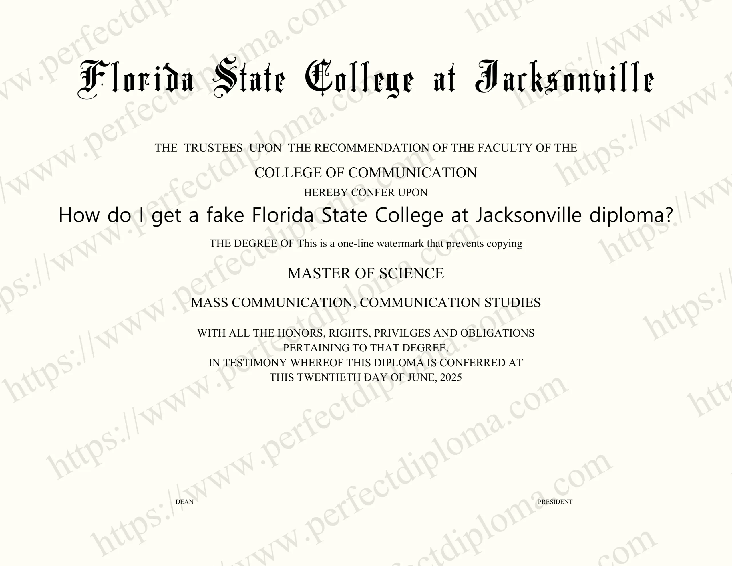 How do I get a fake Florida State College at Jacksonville diploma?