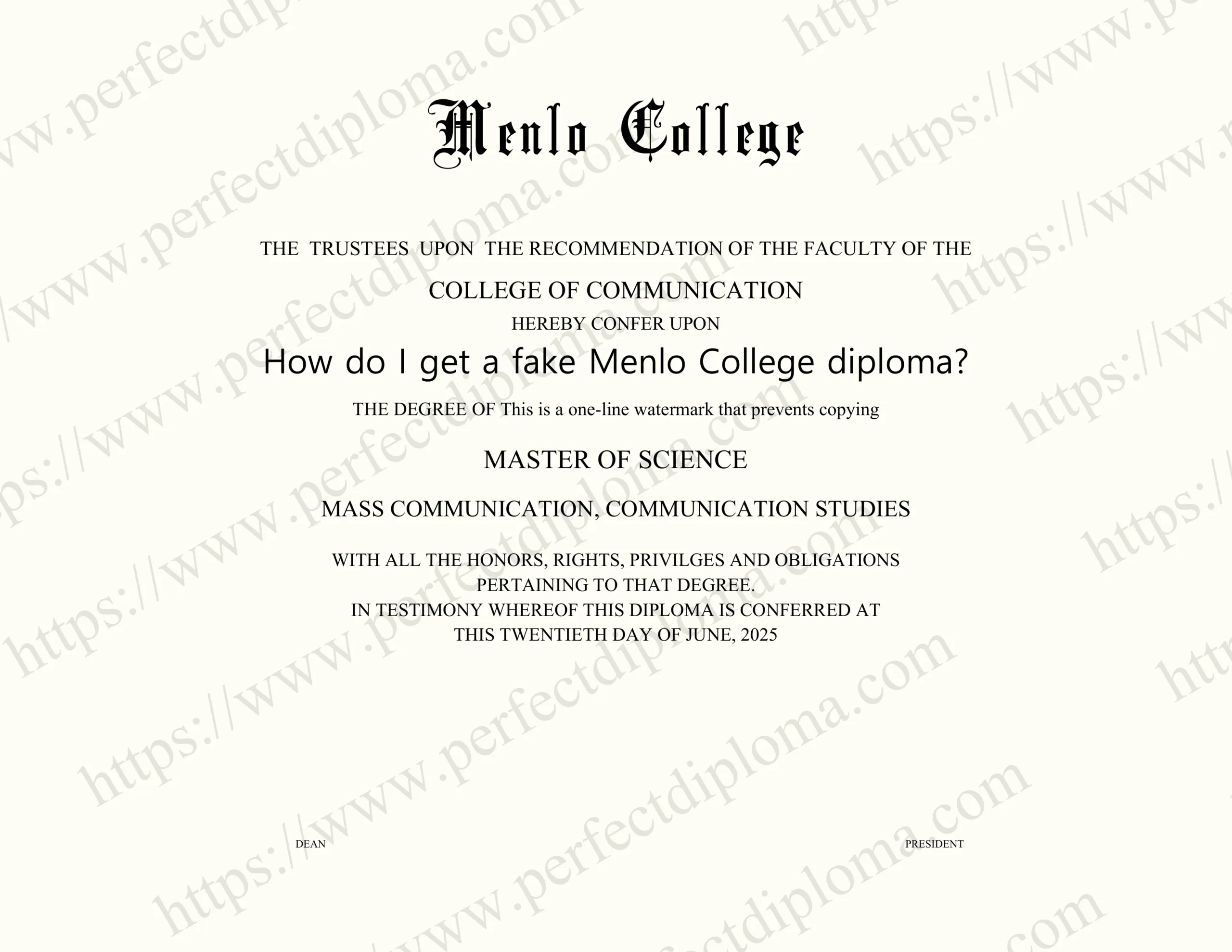 How do I get a fake Menlo College diploma?